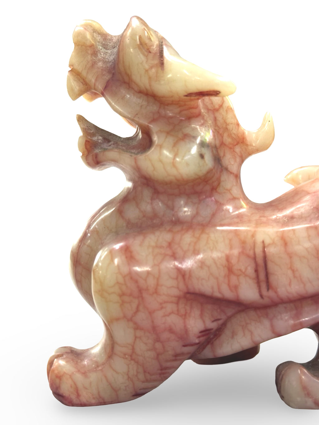 Pair of Carved Stone Chinese Guardian Pixiu - Protective Home Office Decor - Traditional Asian Stone Art