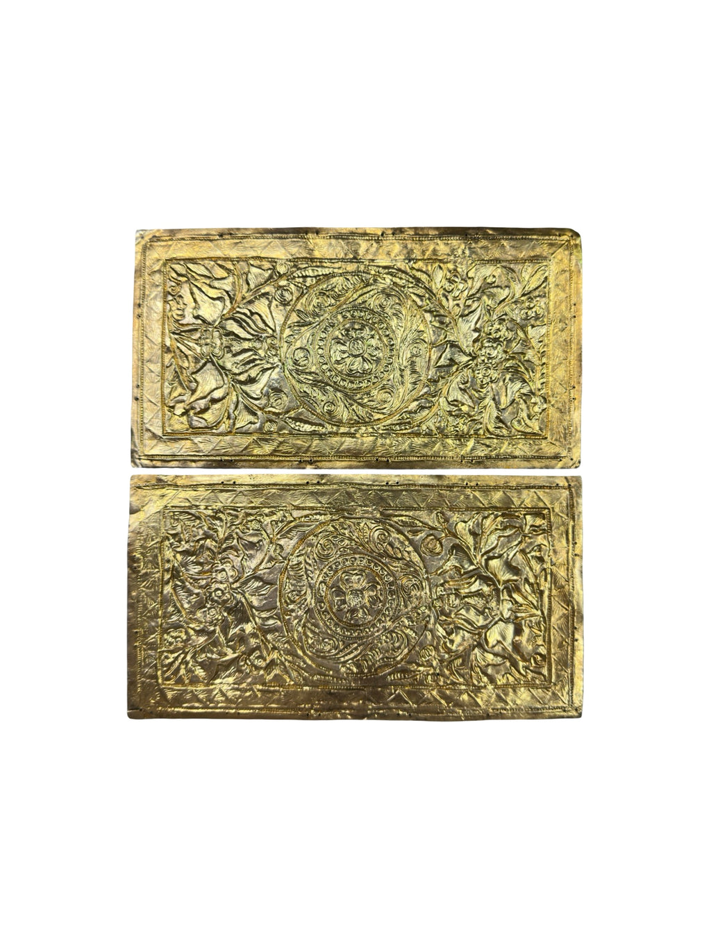 A pair of straits Chinese Penarakan Nyonya Silver Pillow ends ( Buntal plates , Kapala Bantal ) 1920’s-1930’s