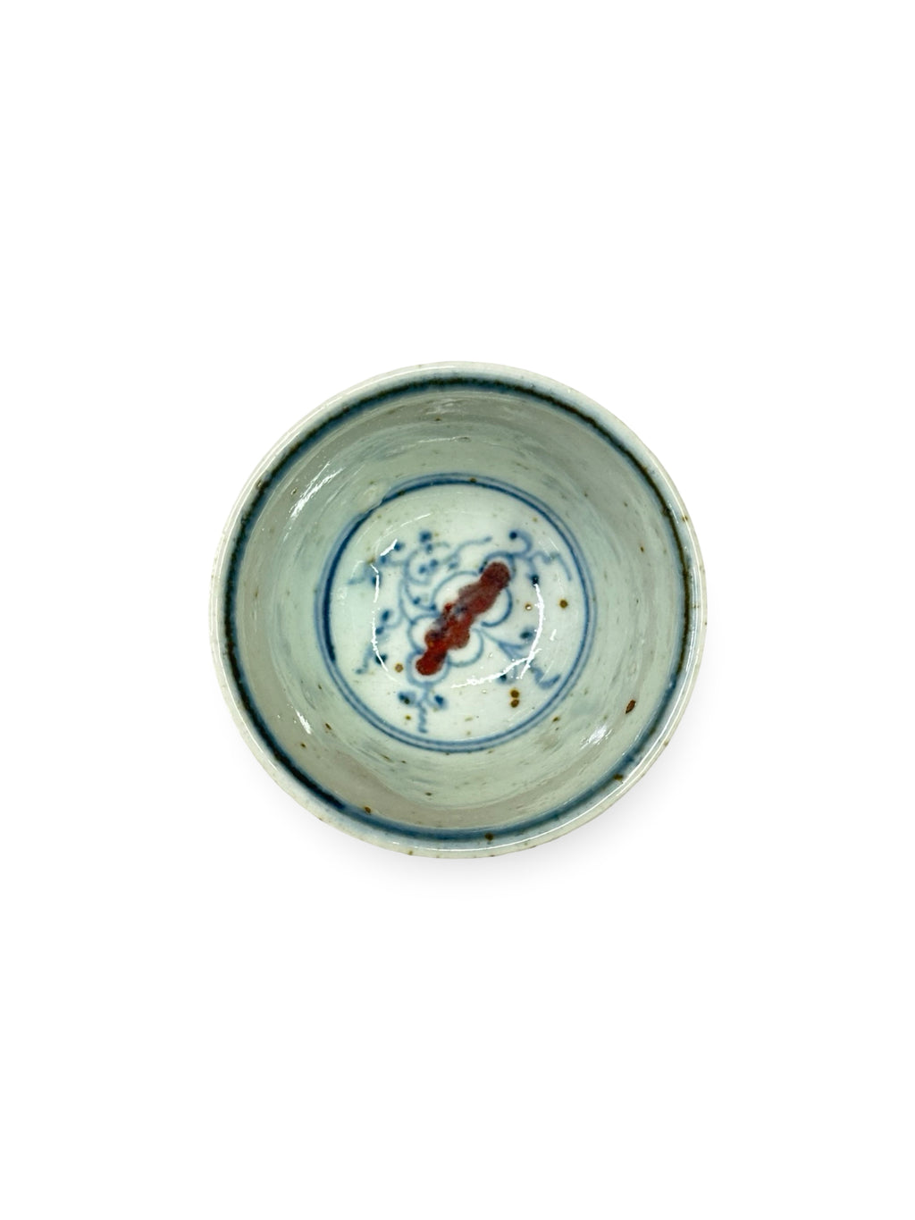 Mid-century was Chinese Blue & White Hand-Painted Tea Cup - Figurative Scholar & Landscape