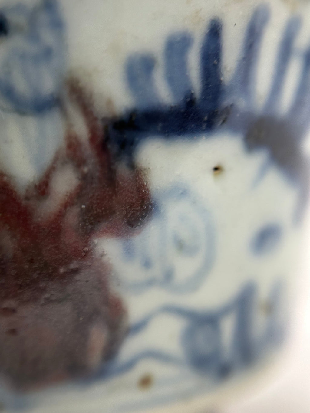 Mid-century was Chinese Blue & White Hand-Painted Tea Cup - Figurative Scholar & Landscape