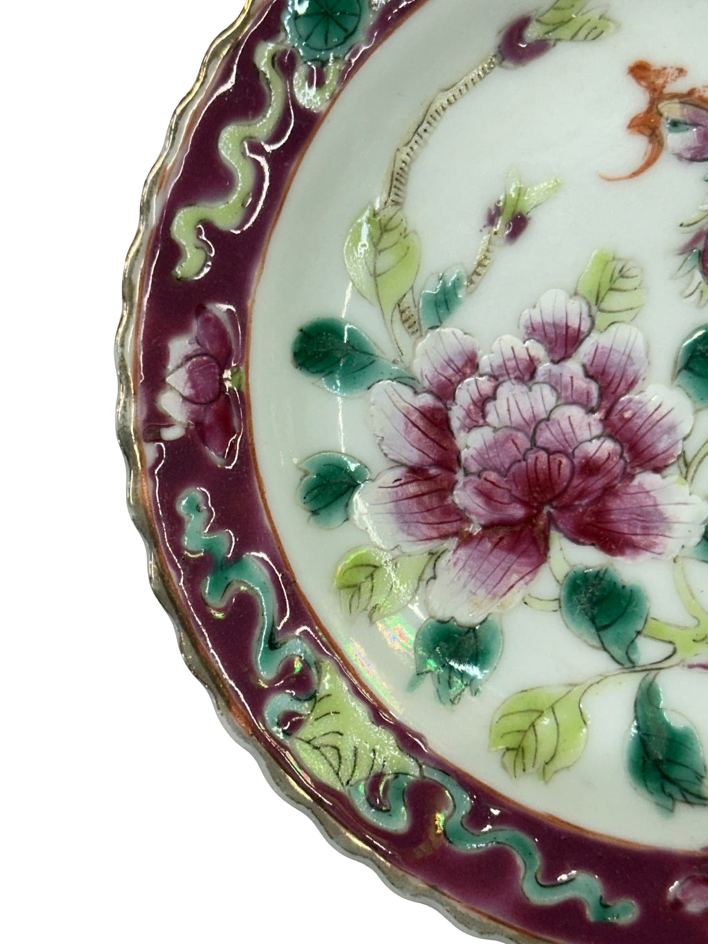 Antique Peranakan nyonya Famille Rose Small Dish – Phoenix & Peony Motif