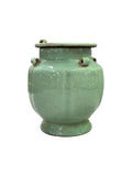 Vintage 20th Century Longquan-Style Celadon Jar with Lid – Lobed Crackle Glaze