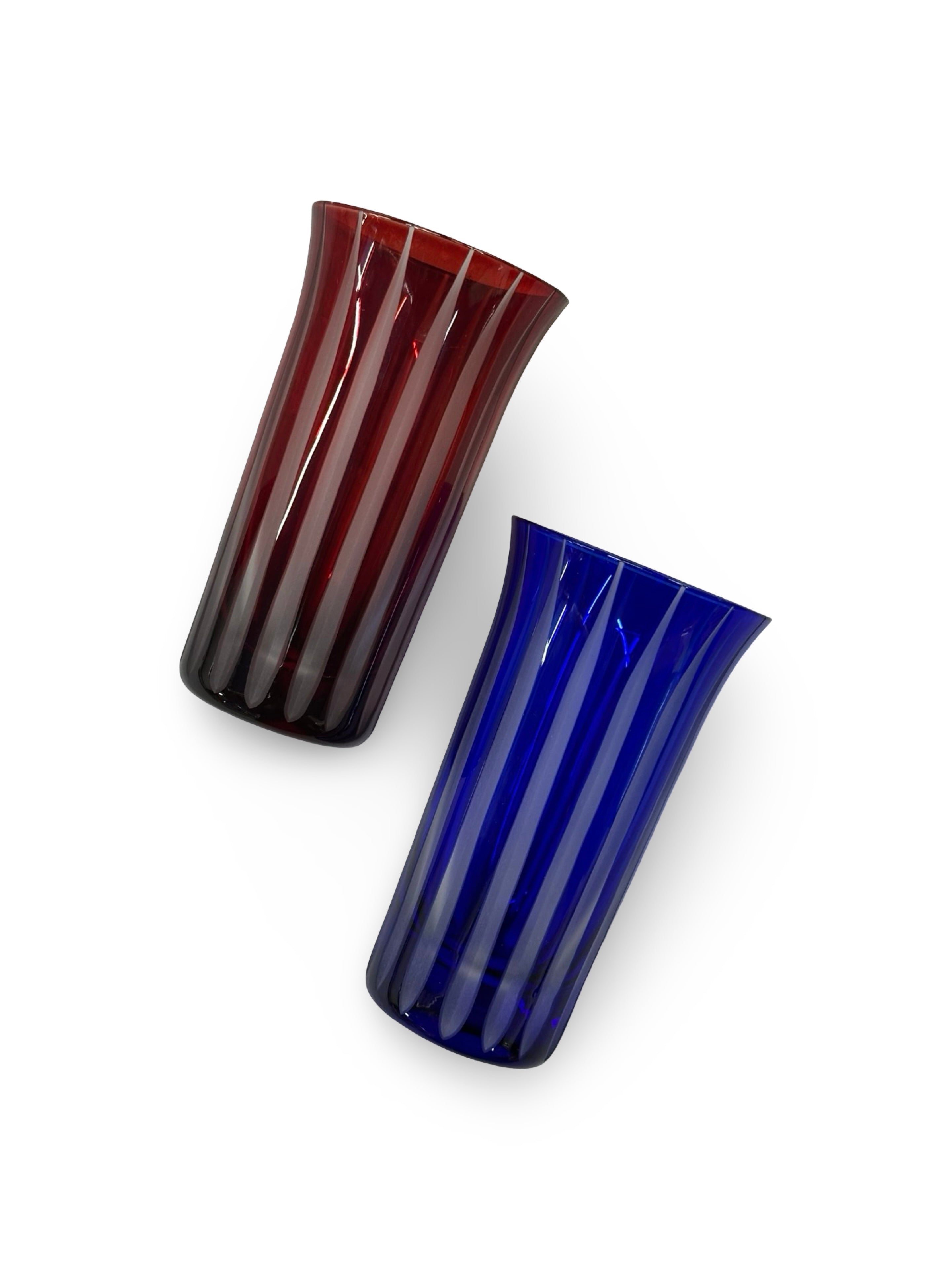 Tabu Glass Studio Edo Kiriko Hand-Cut Glass Set (Ruby & Sapphire)