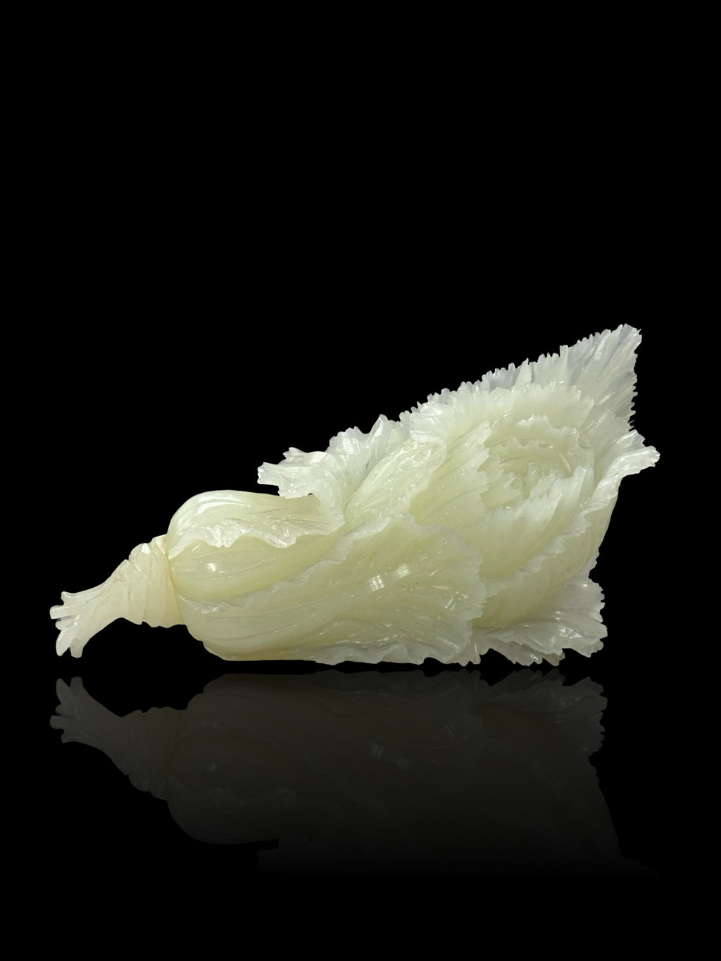 Oriental Translucent Stone Cabbage Sculpture – "Bai Cai" Prosperity Charm for Home & Office