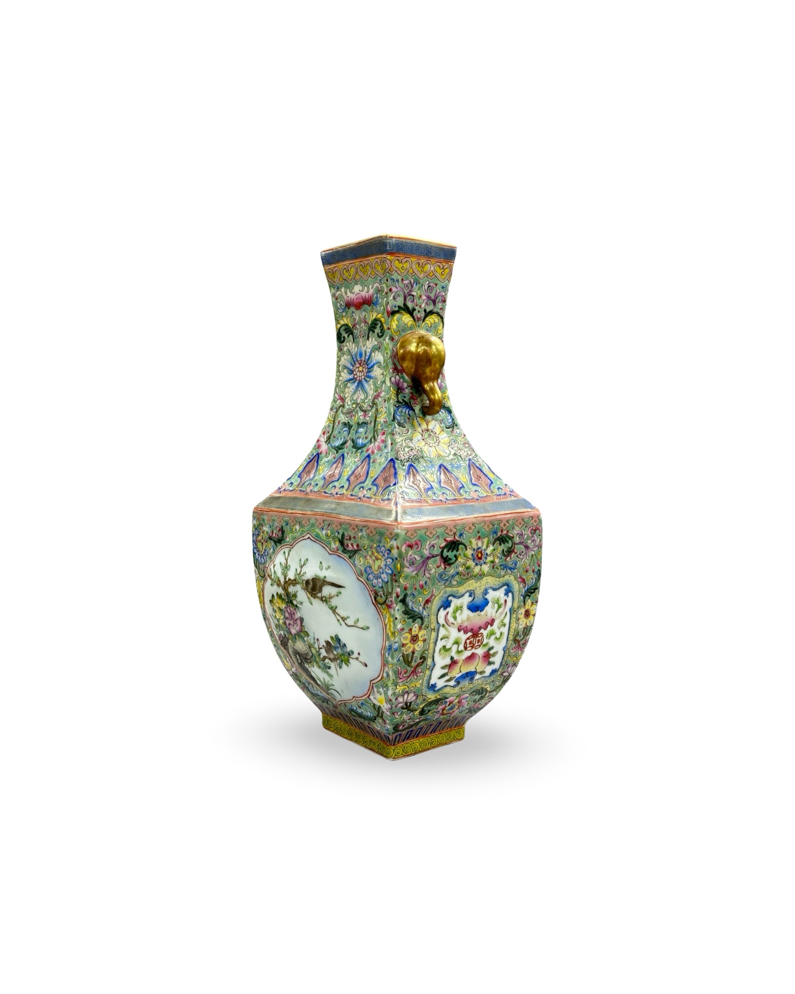 20th-Century Square Elephant handle vase