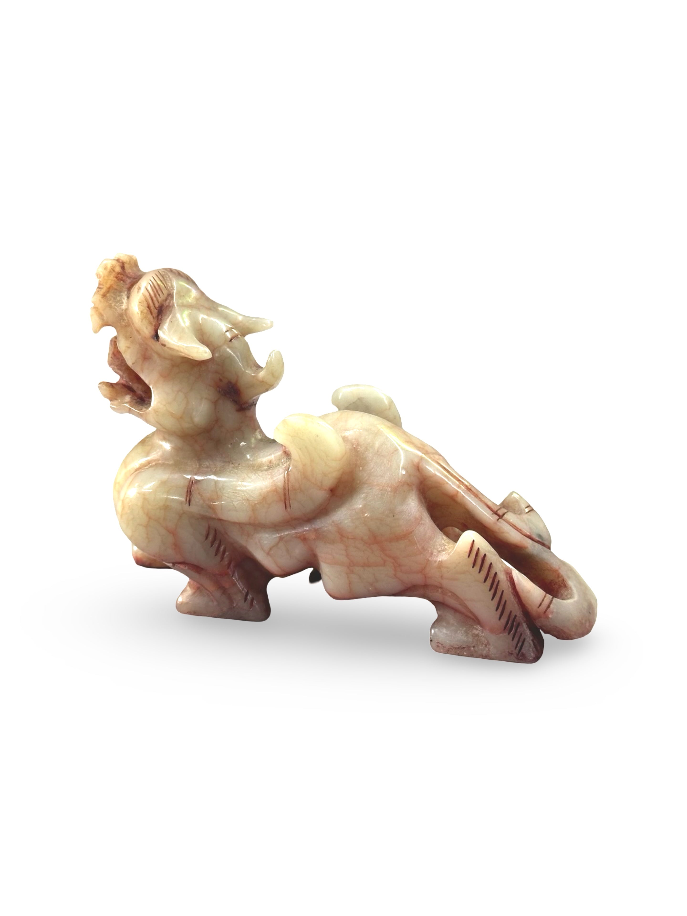 Pair of Carved Stone Chinese Guardian Pixiu - Protective Home Office Decor - Traditional Asian Stone Art