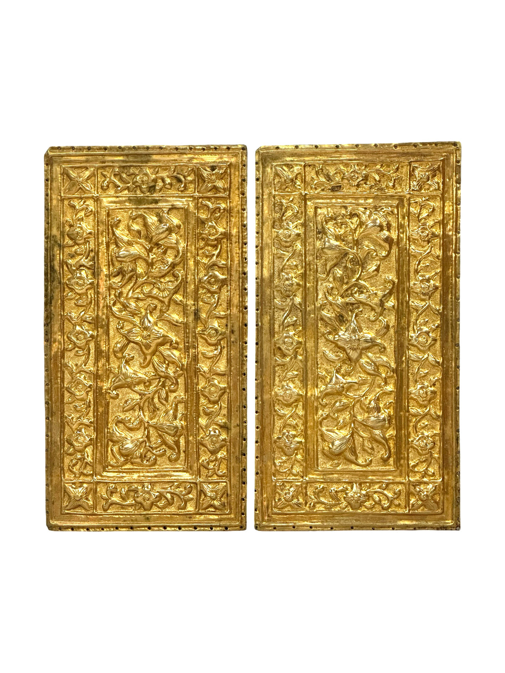 A pair of straits Chinese Penarakan Nyonya Silver Pillow ends ( Buntal plates , Kapala Bantal ) 1920’s-1930’s