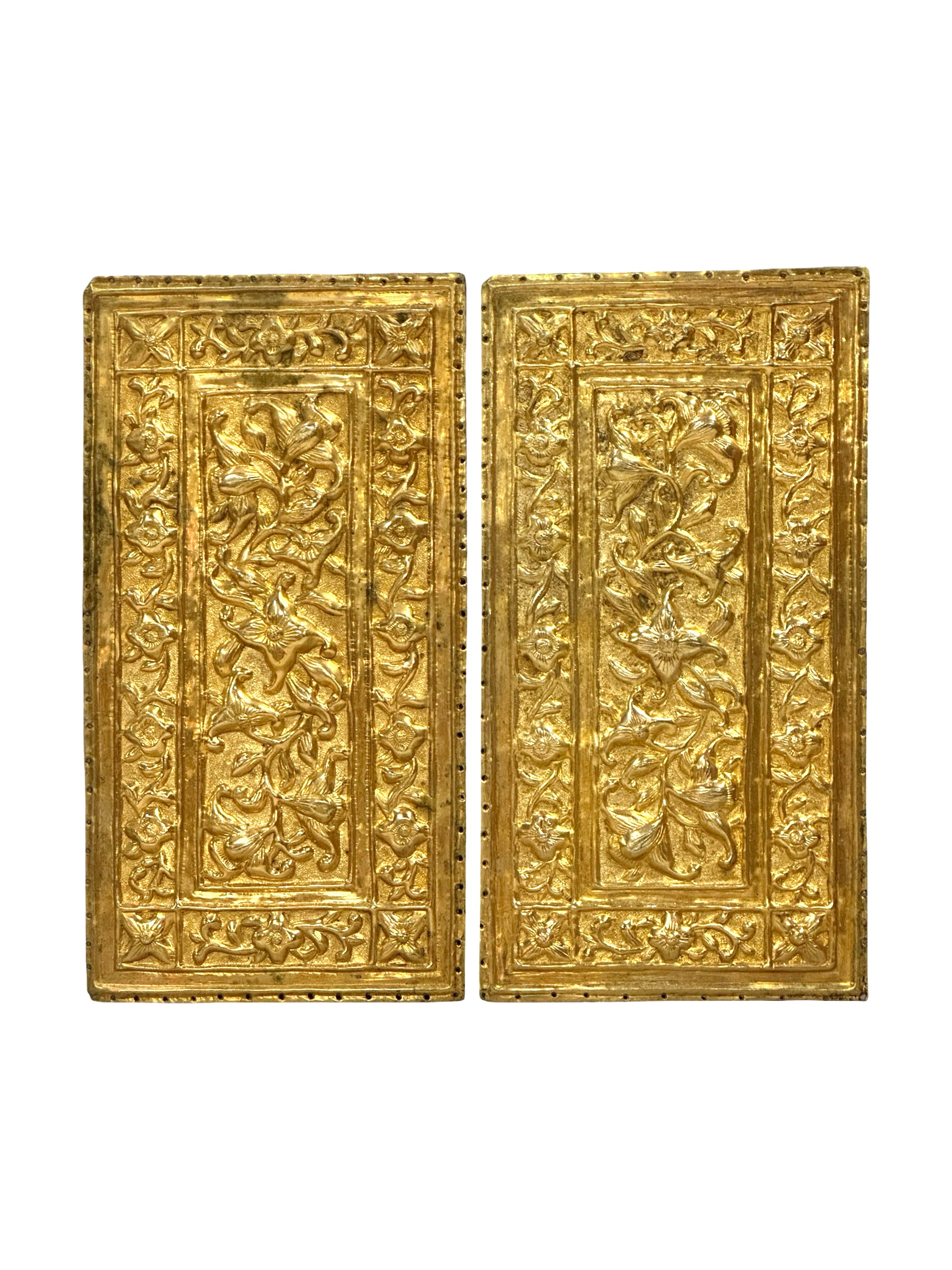 A pair of straits Chinese Penarakan Nyonya Silver Pillow ends ( Buntal plates , Kapala Bantal ) 1920’s-1930’s