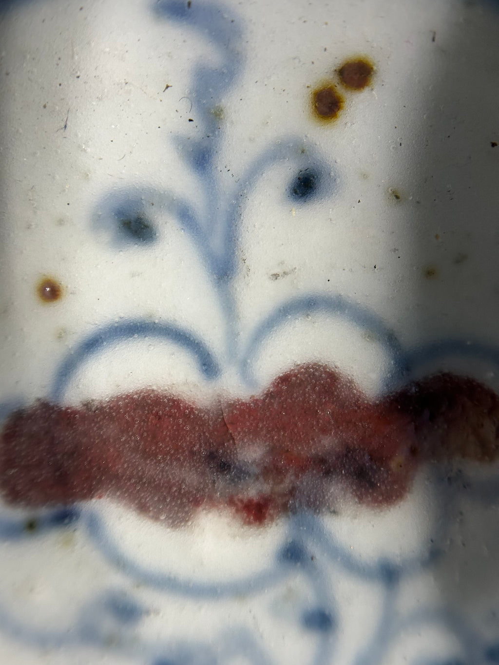 Mid-century was Chinese Blue & White Hand-Painted Tea Cup - Figurative Scholar & Landscape