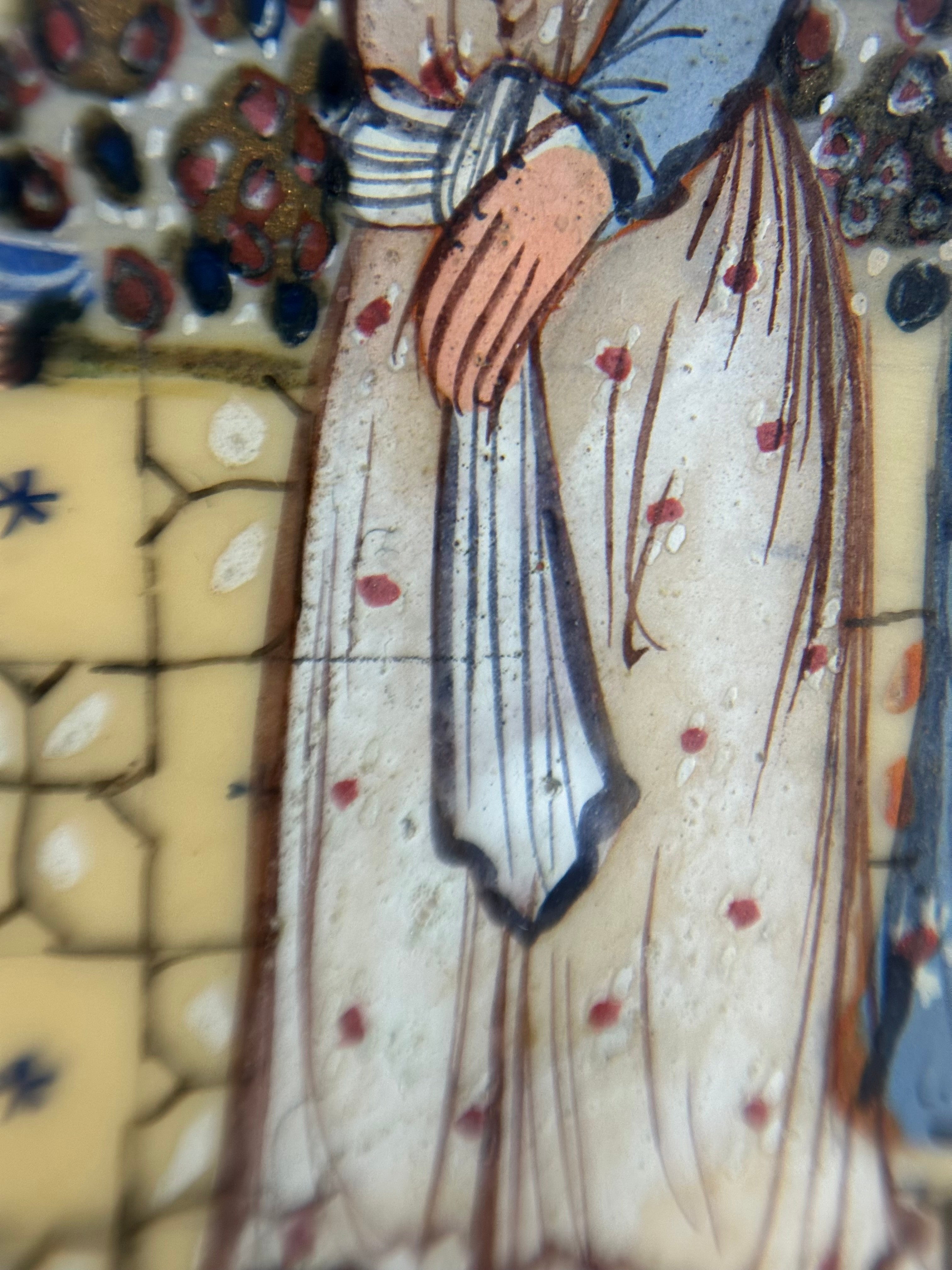 19th-century Persian miniature painting with khatamkari frame