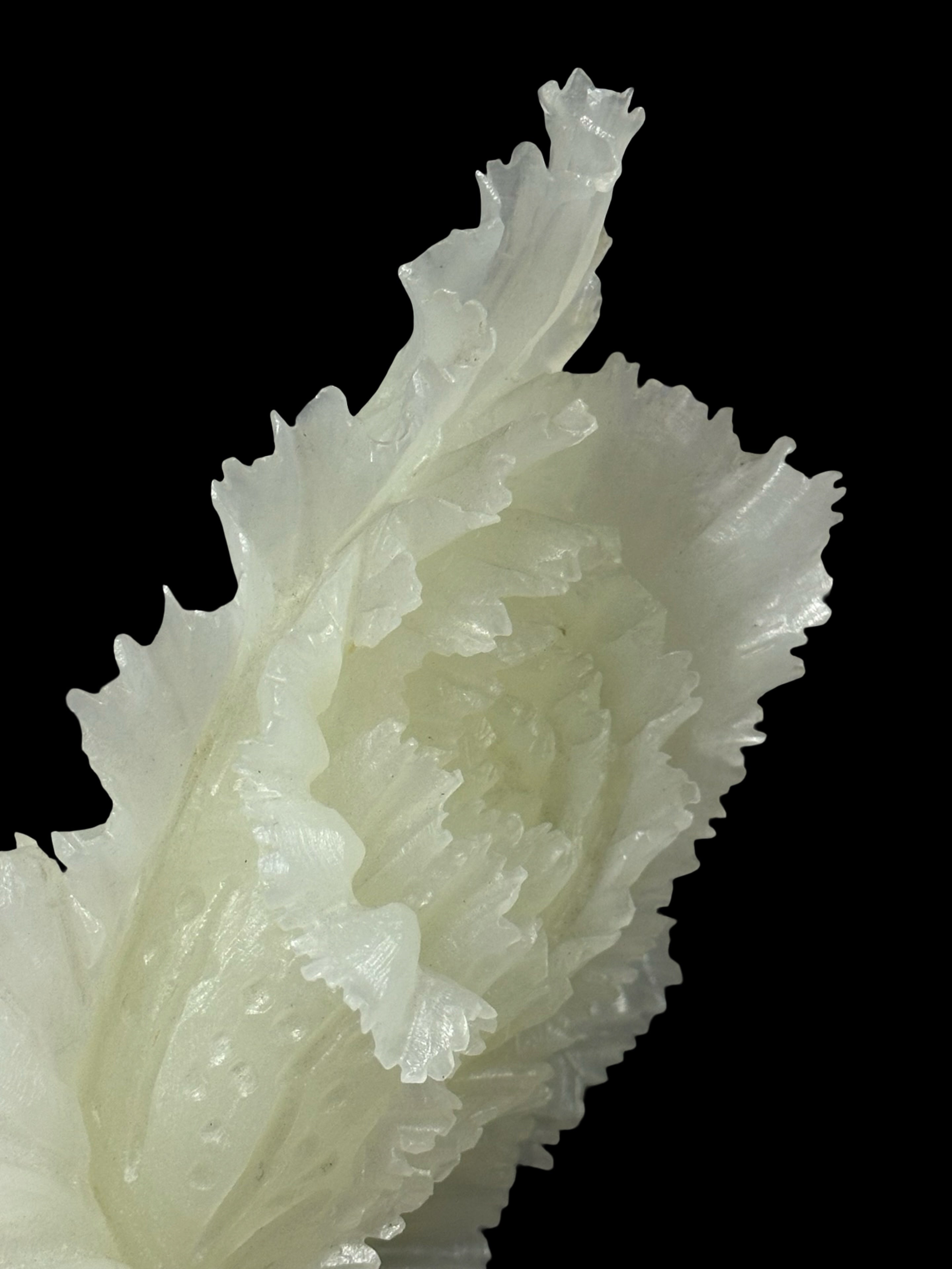 Oriental Translucent Stone Cabbage Sculpture – "Bai Cai" Prosperity Charm for Home & Office