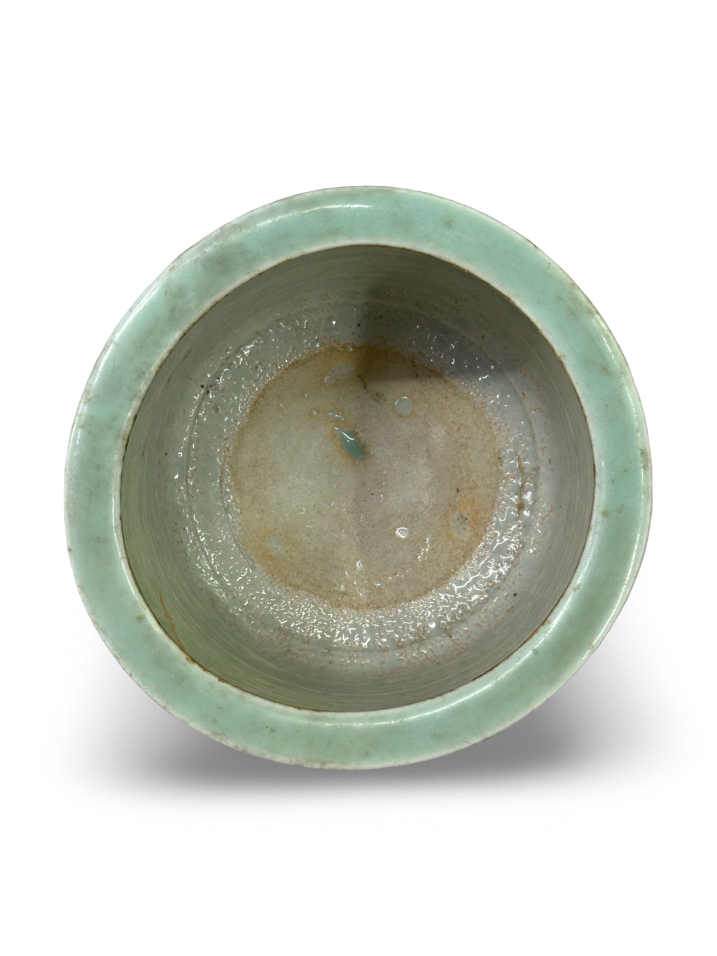 19th-Century Chinese Celadon Porcelain Incense burner- Green Glaze Incised Floral Vessel