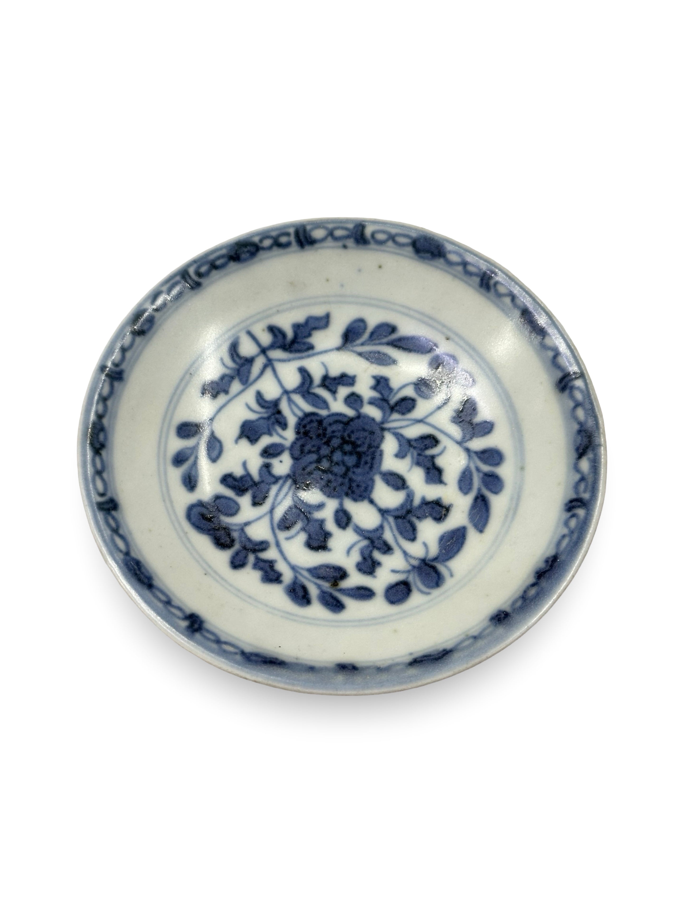 Authentic 1822 Tek Sing Shipwreck Blue & White Porcelain Bowl – "Flowering Peony" Design (Nagel Lot 6091)