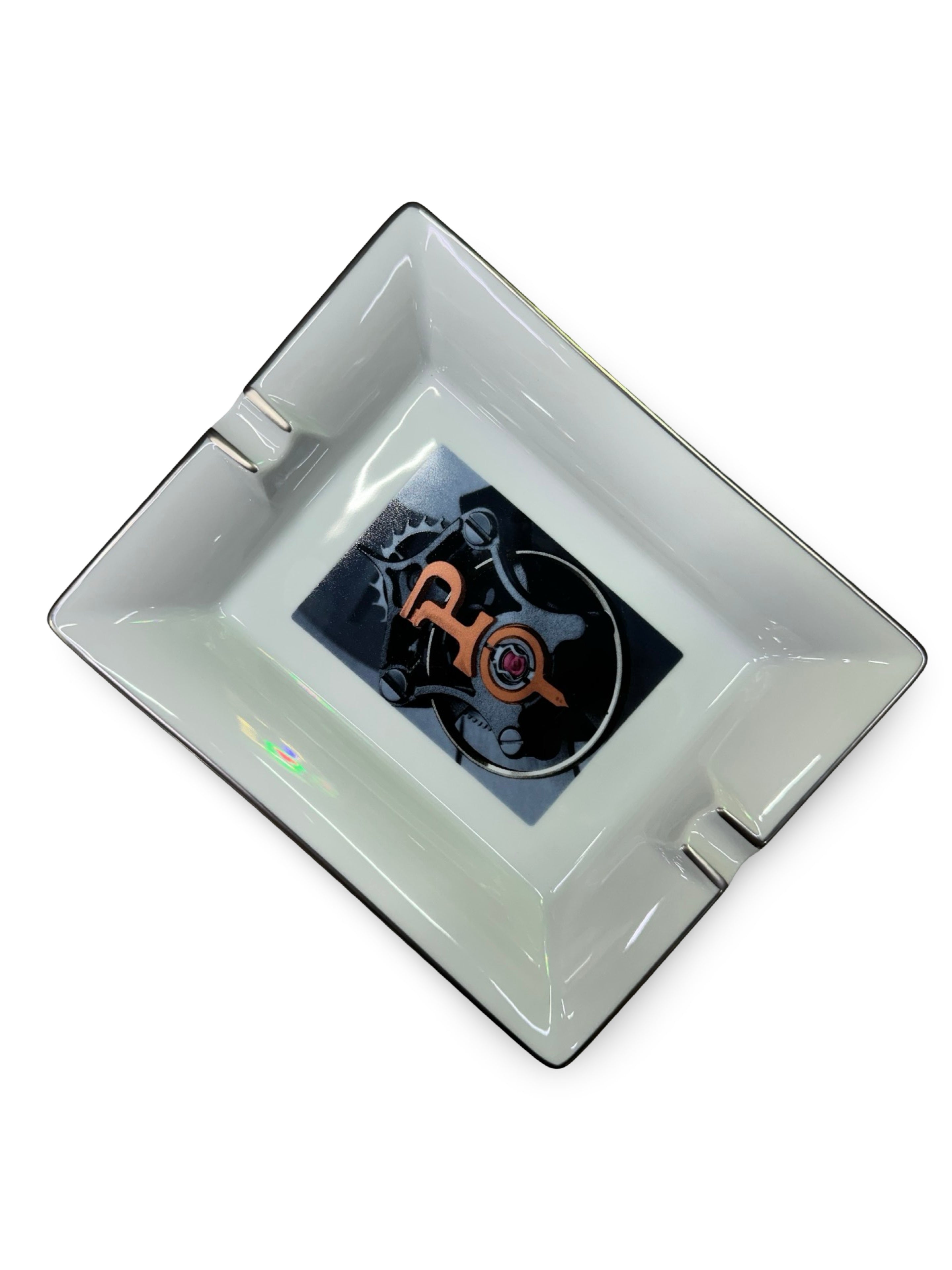 Piaget Limoges France Porcelain Cigar Ashtray & Valet Tray with Box - Watch Movement Design