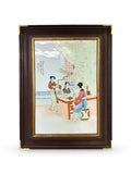 Vintage Chinese Famille Rose Porcelain Plaque - Ladies Playing Go & Tea Scene