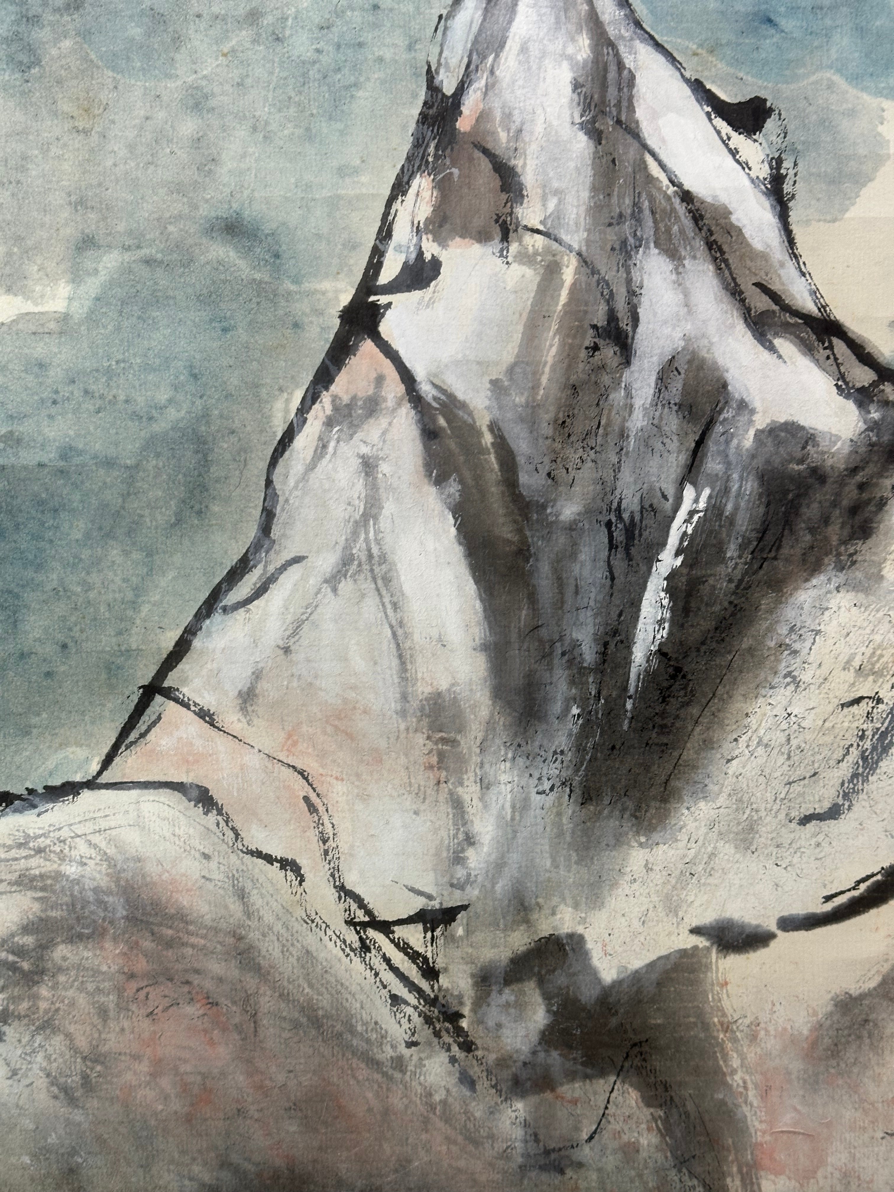 Liu chuncao 刘春草 Original Chinese Ink Wash Painting - "Top of the World" Himalayan Peaks (1997)