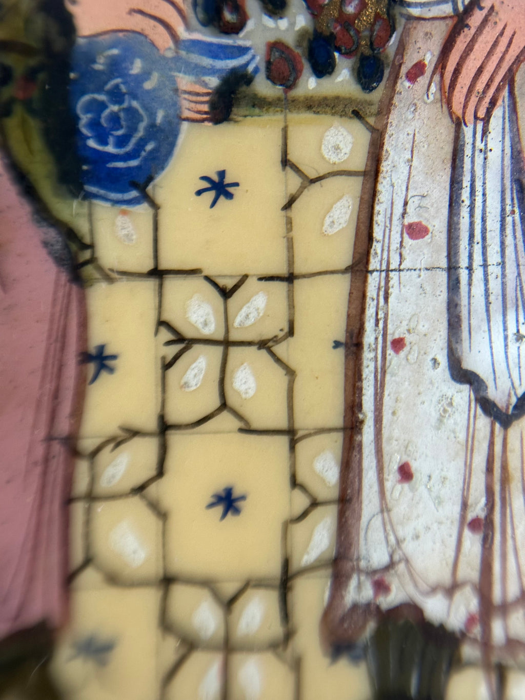 19th-century Persian miniature painting with khatamkari frame