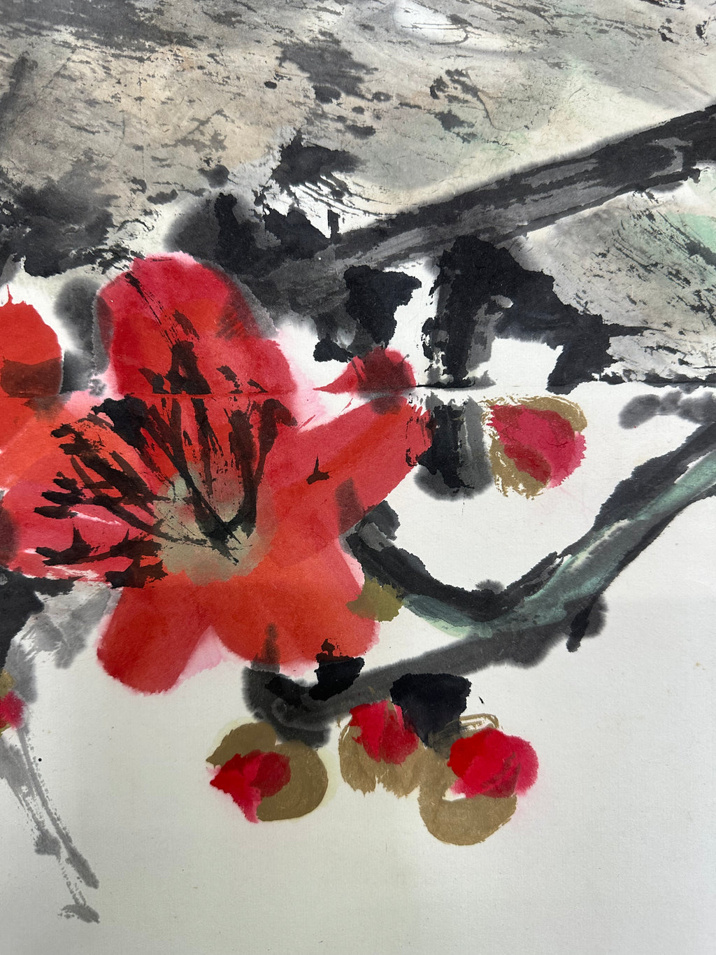 劉春草 Liu Chuncao: "Spring Bird and Silk Cotton Blossoms" – Original Lingnan School Ink & Wash Painting