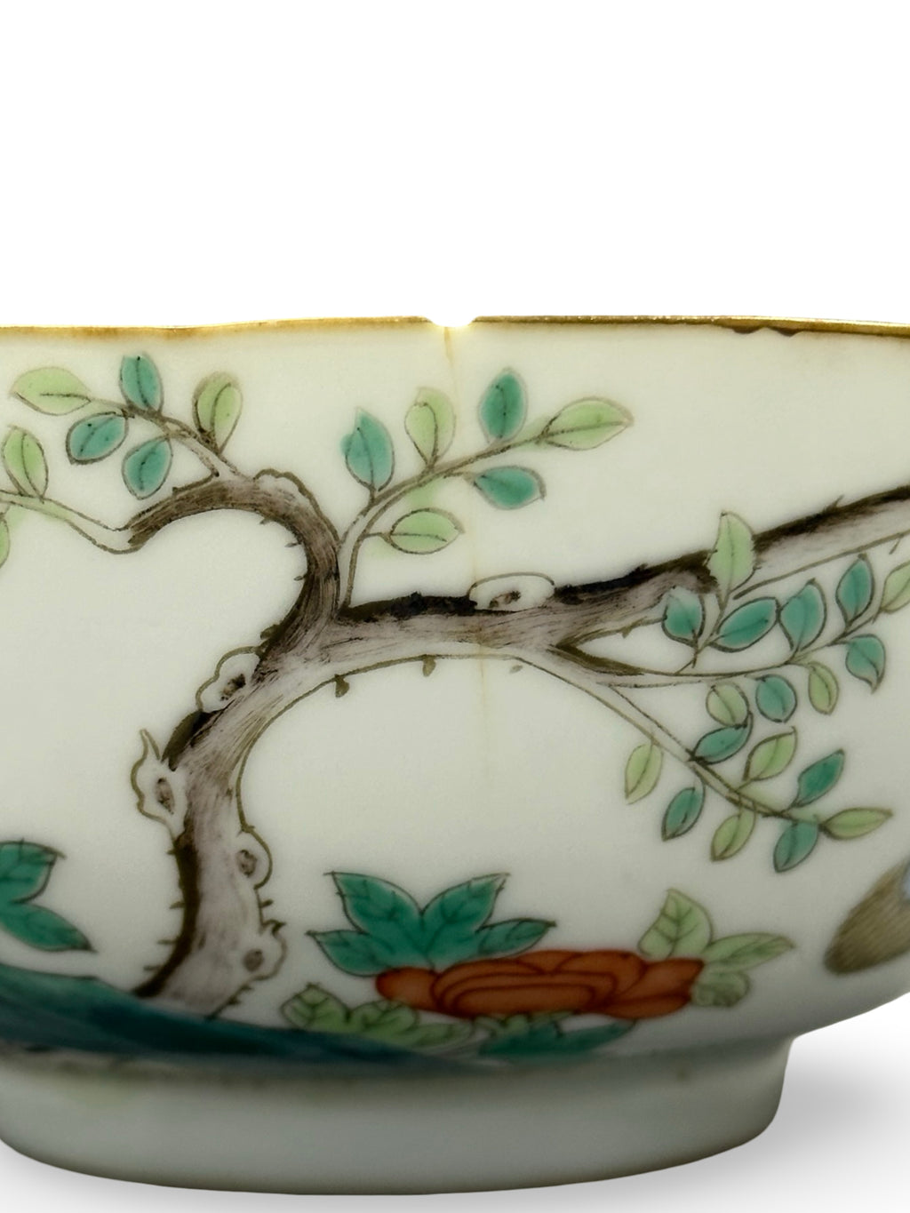 Antique Chinese Porcelain Bowl Famille Rose Peony Flowers 19th Century Qing Dynasty