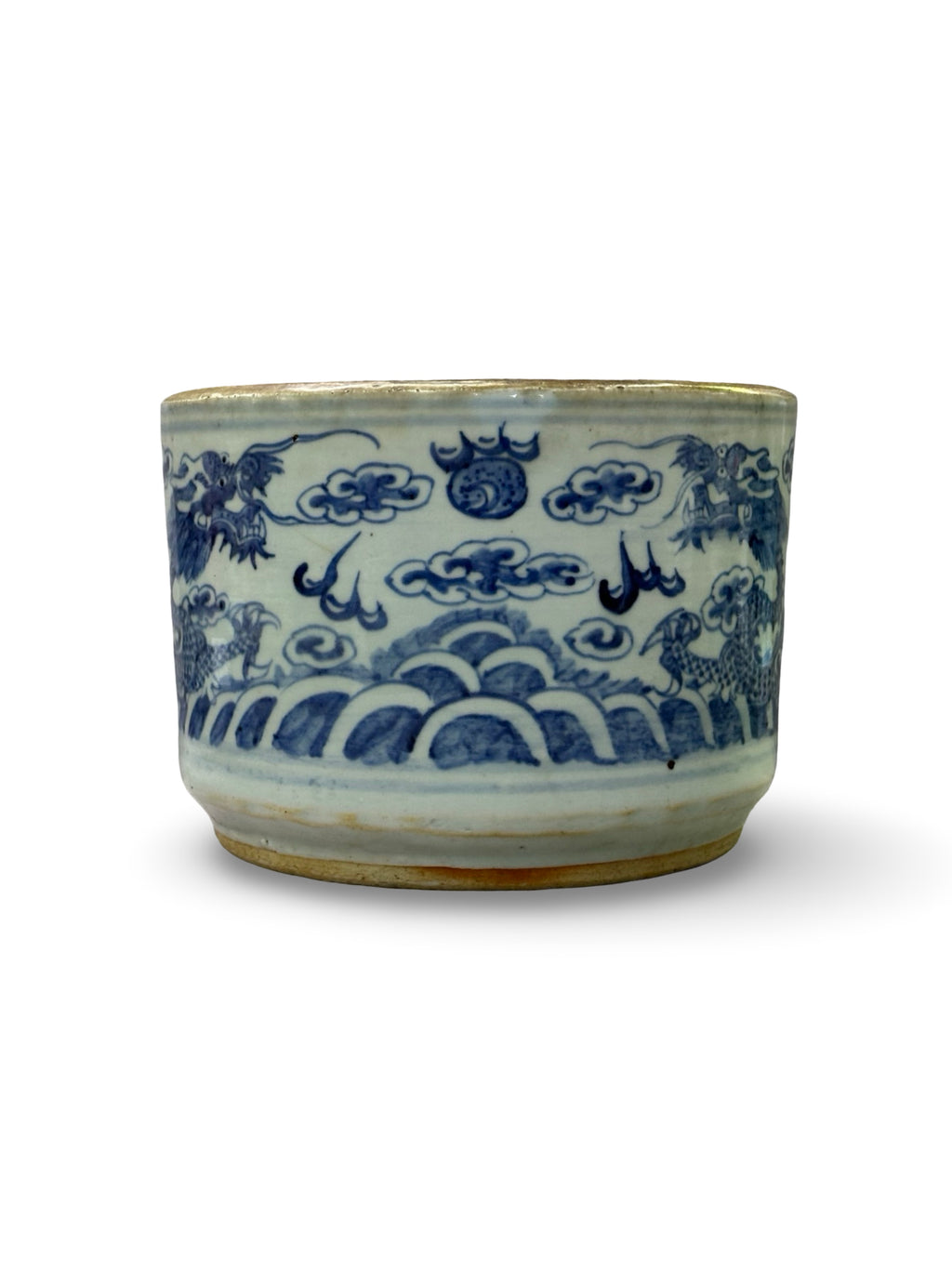 Late qing Chinese Blue and White Porcelain Dragon & Phoenix Incense Burner