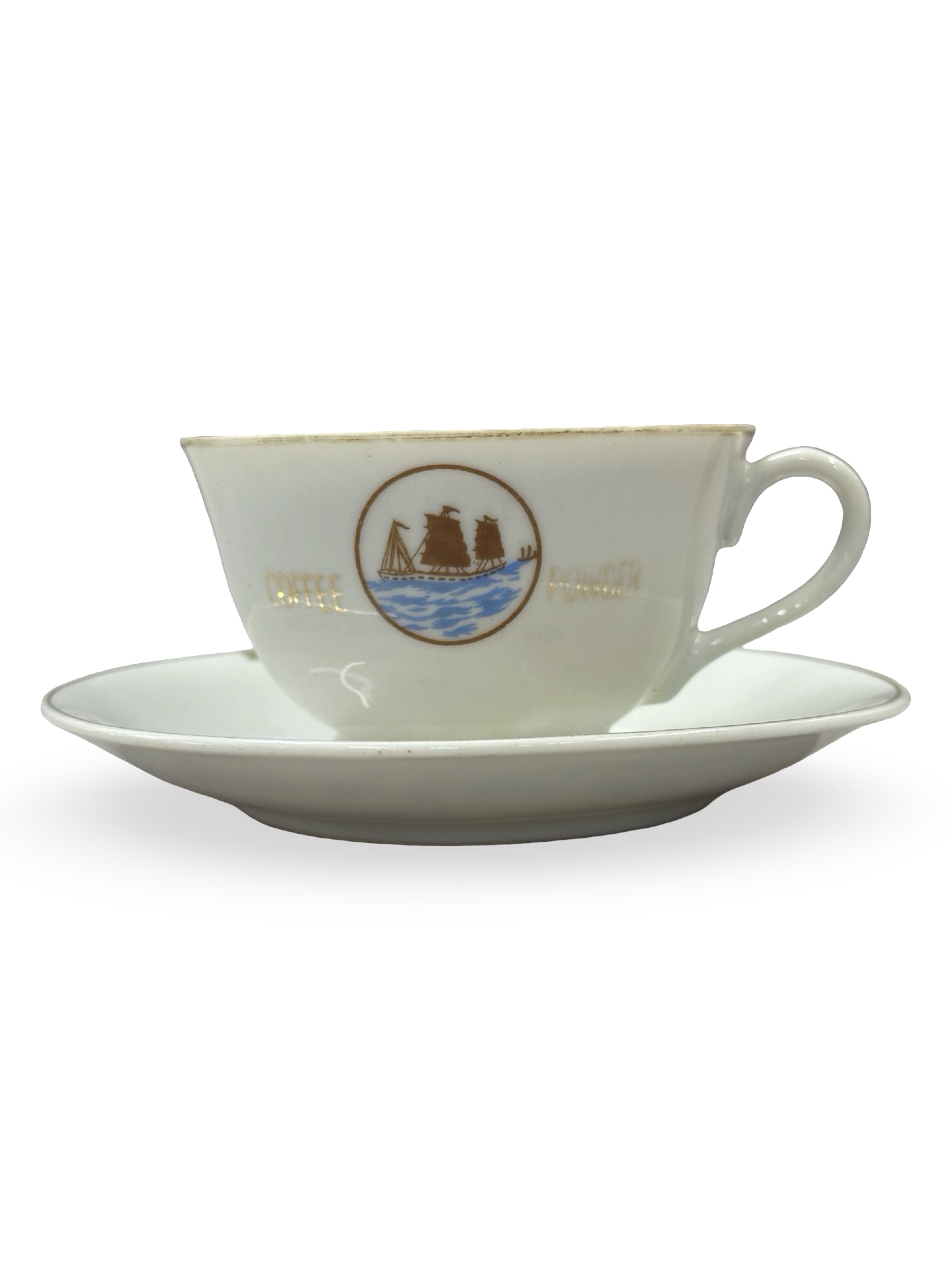 Vintage Heap Hoe & Co. Coffee Factory Singapore Cup & Saucer Set - Rare Kopitiam Memorabilia