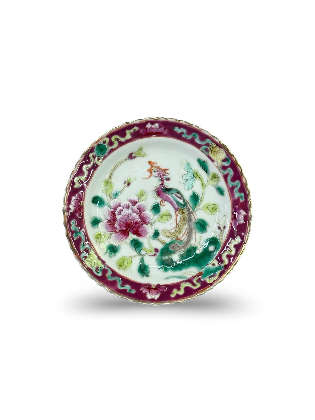 Antique Peranakan nyonya Famille Rose Small Dish – Phoenix & Peony Motif