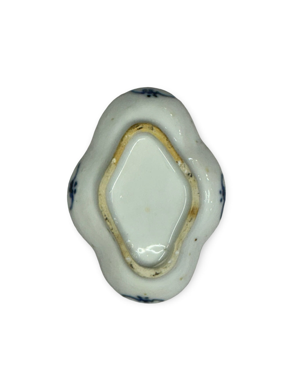 Antique Blue and White Porcelain Soy Sauce Plate - Floral & Geometric Pattern