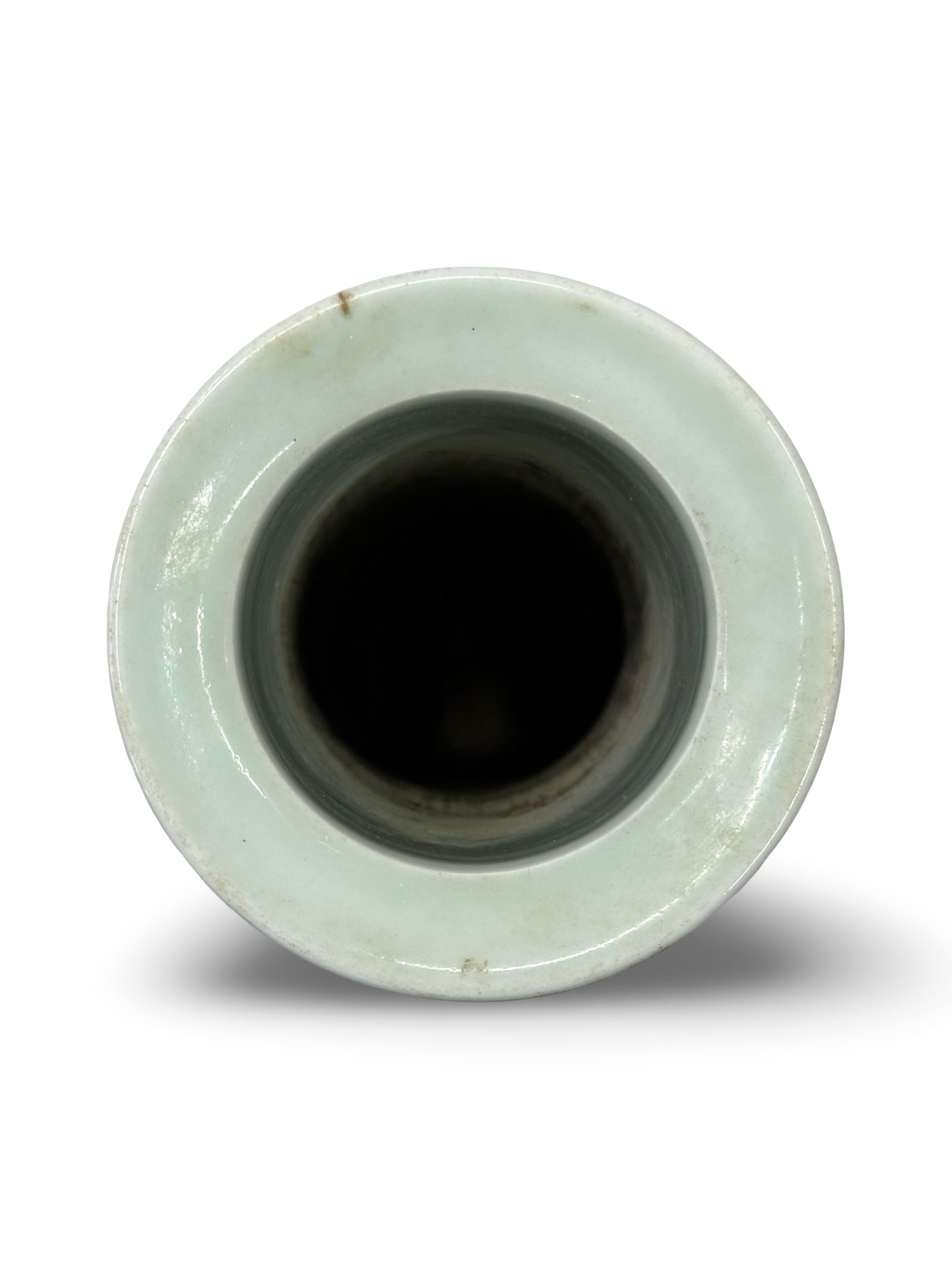 20th-Century Antique Chinese Blue & White Porcelain Cylindrical Hat Stand Vase - Floral Prunus Motif