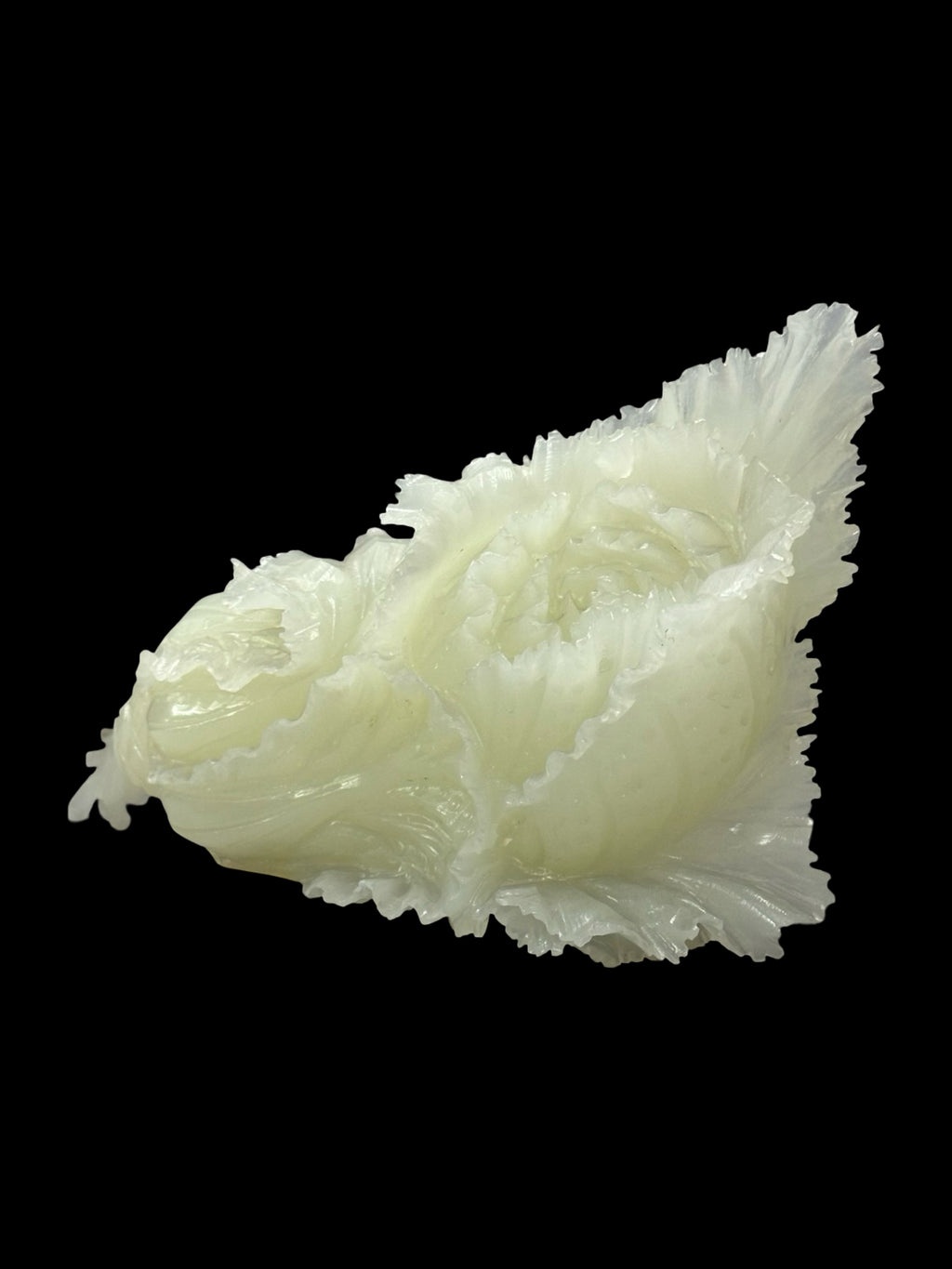 Oriental Translucent Stone Cabbage Sculpture – "Bai Cai" Prosperity Charm for Home & Office