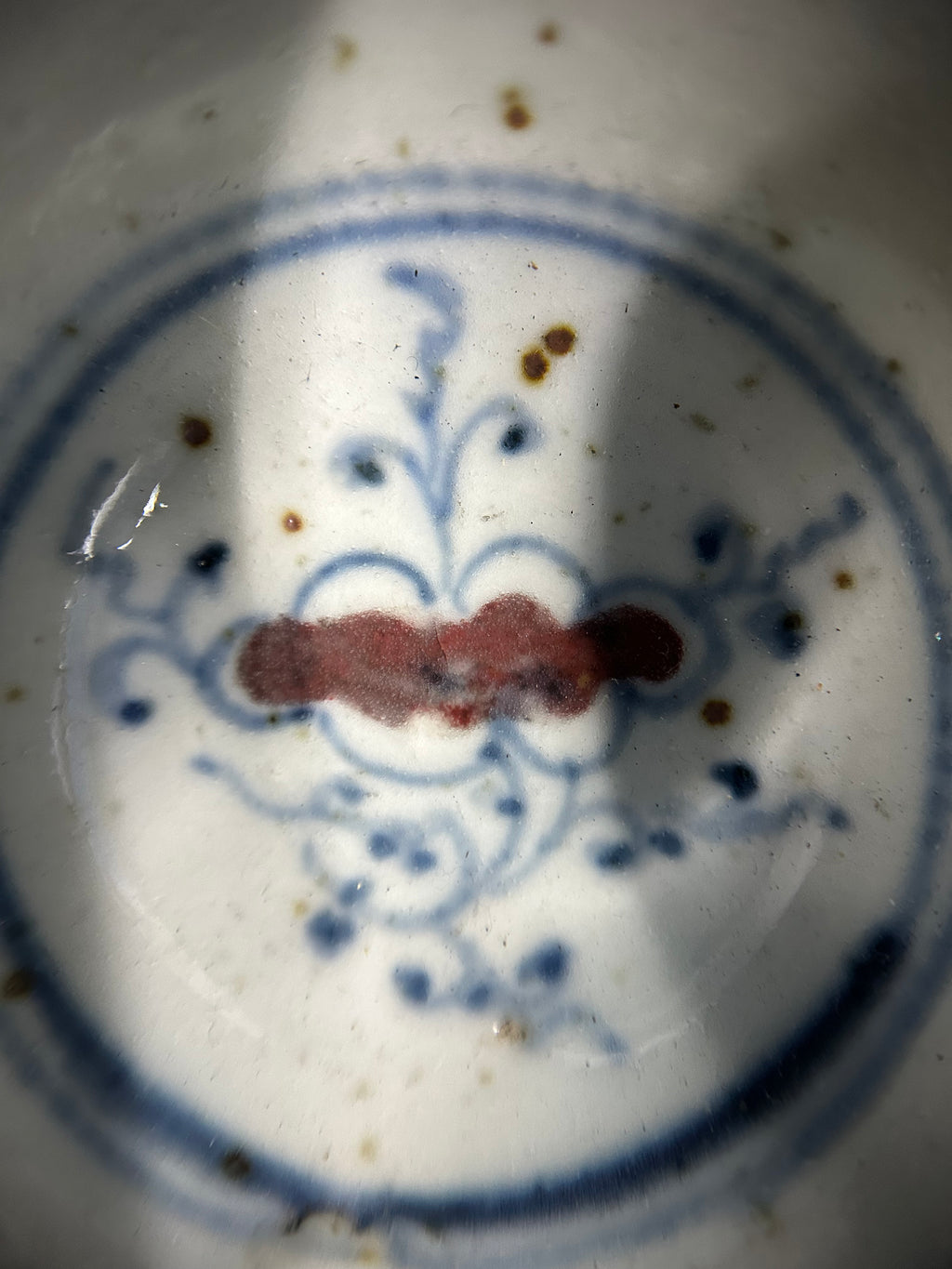 Mid-century was Chinese Blue & White Hand-Painted Tea Cup - Figurative Scholar & Landscape