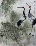 Liu chuncao 刘春草 1996 Signed Chinese Ink Painting (Bingzi Year) – Hand-Painted Red-Crowned Cranes