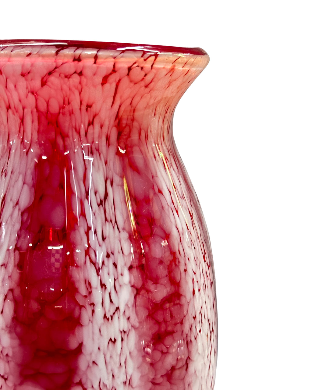 Mid-century 1960’s art deco style red and white mottled glass