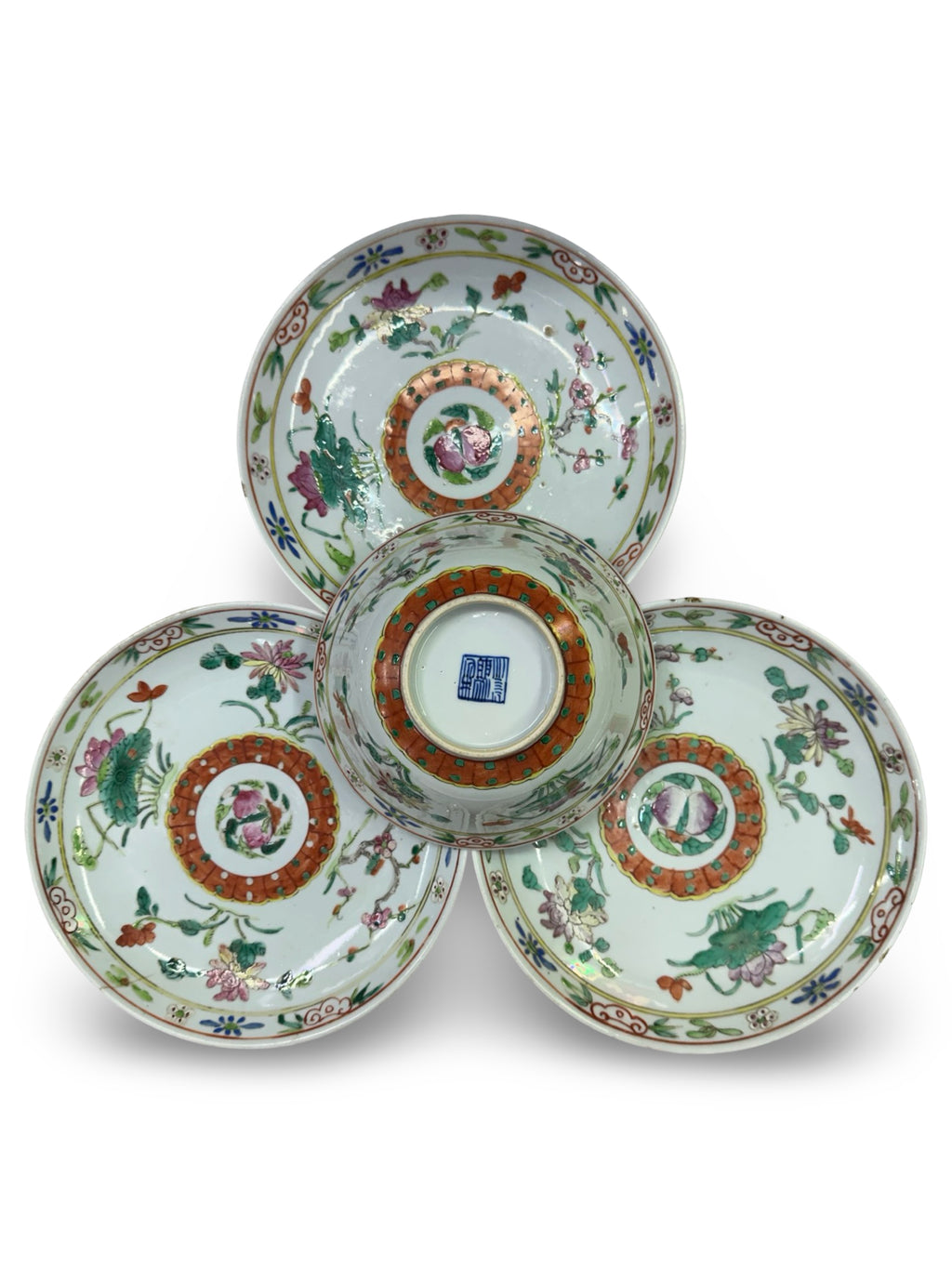 Qing-dynasty Chinese Famille Rose Porcelain Dish - Peaches & Floral Motif