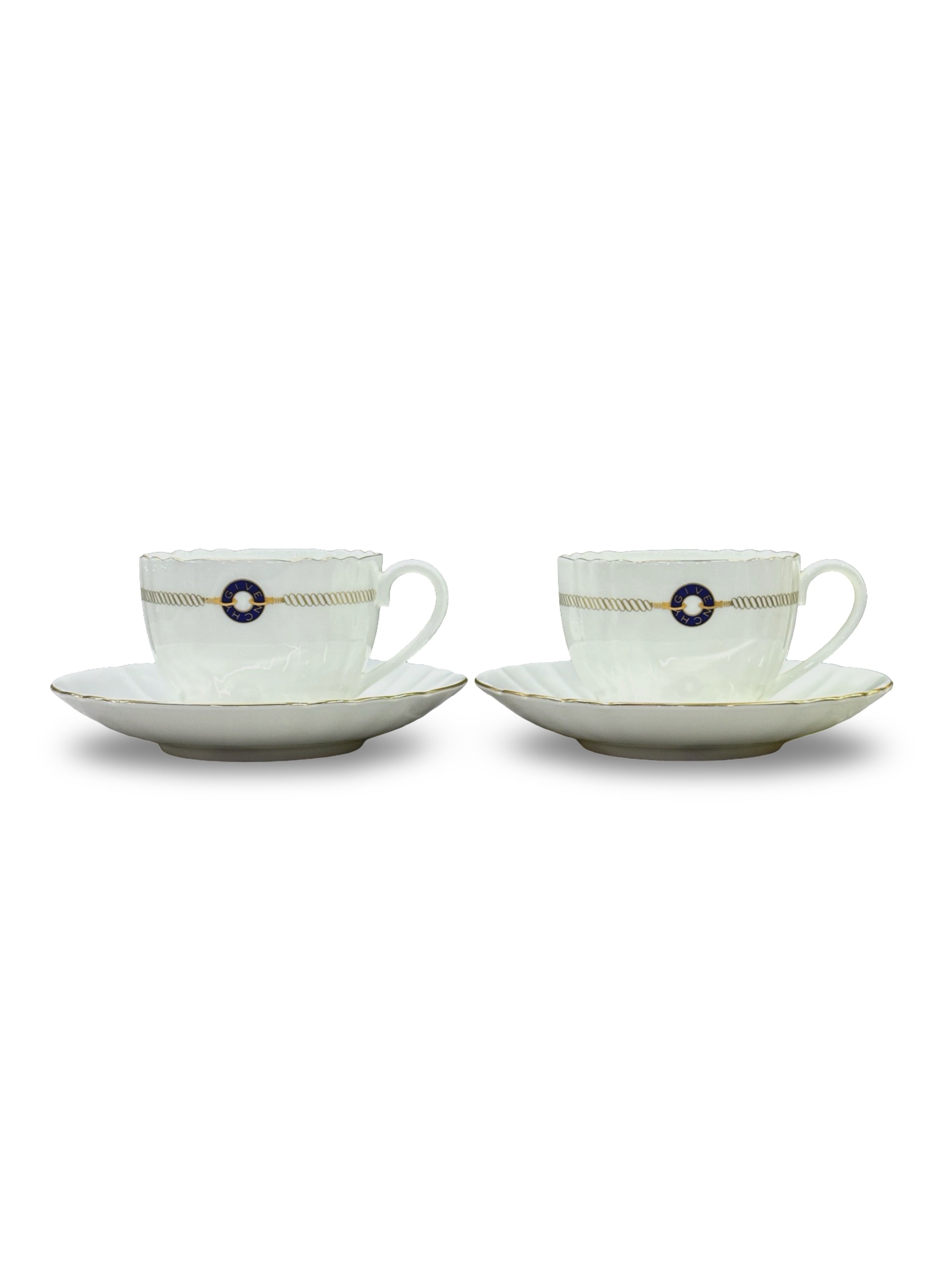 Vintage Givenchy Fine Bone China Teacup & Saucer Set - Pair of 2