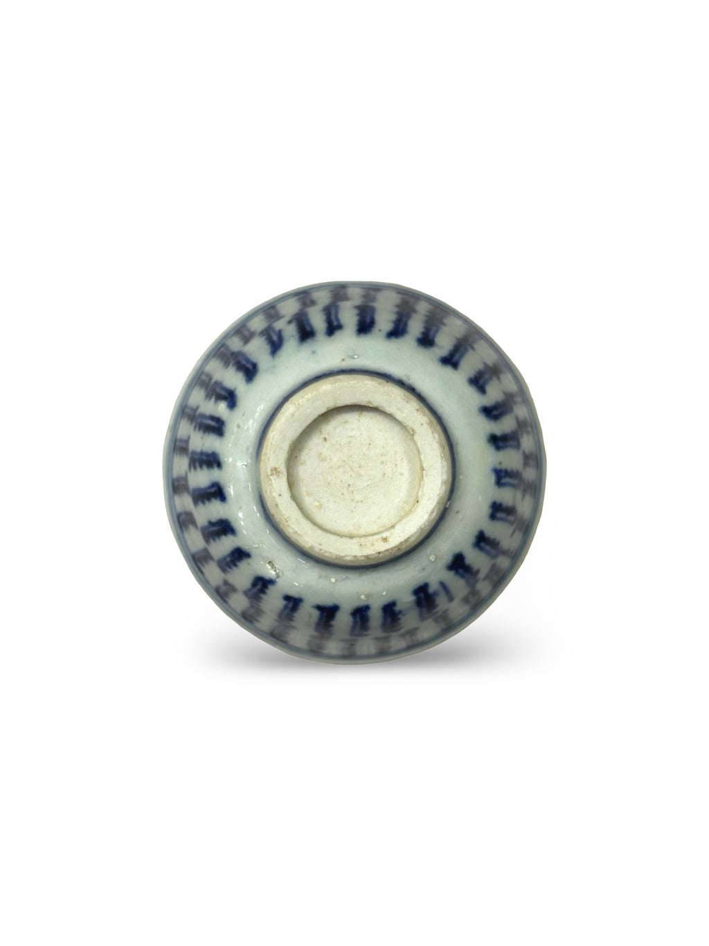 Qing dynasty Provincial Blue & White Porcelain Teacup – Vertical Stripe Motif