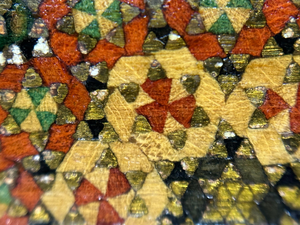 19th-century Persian miniature painting with khatamkari frame