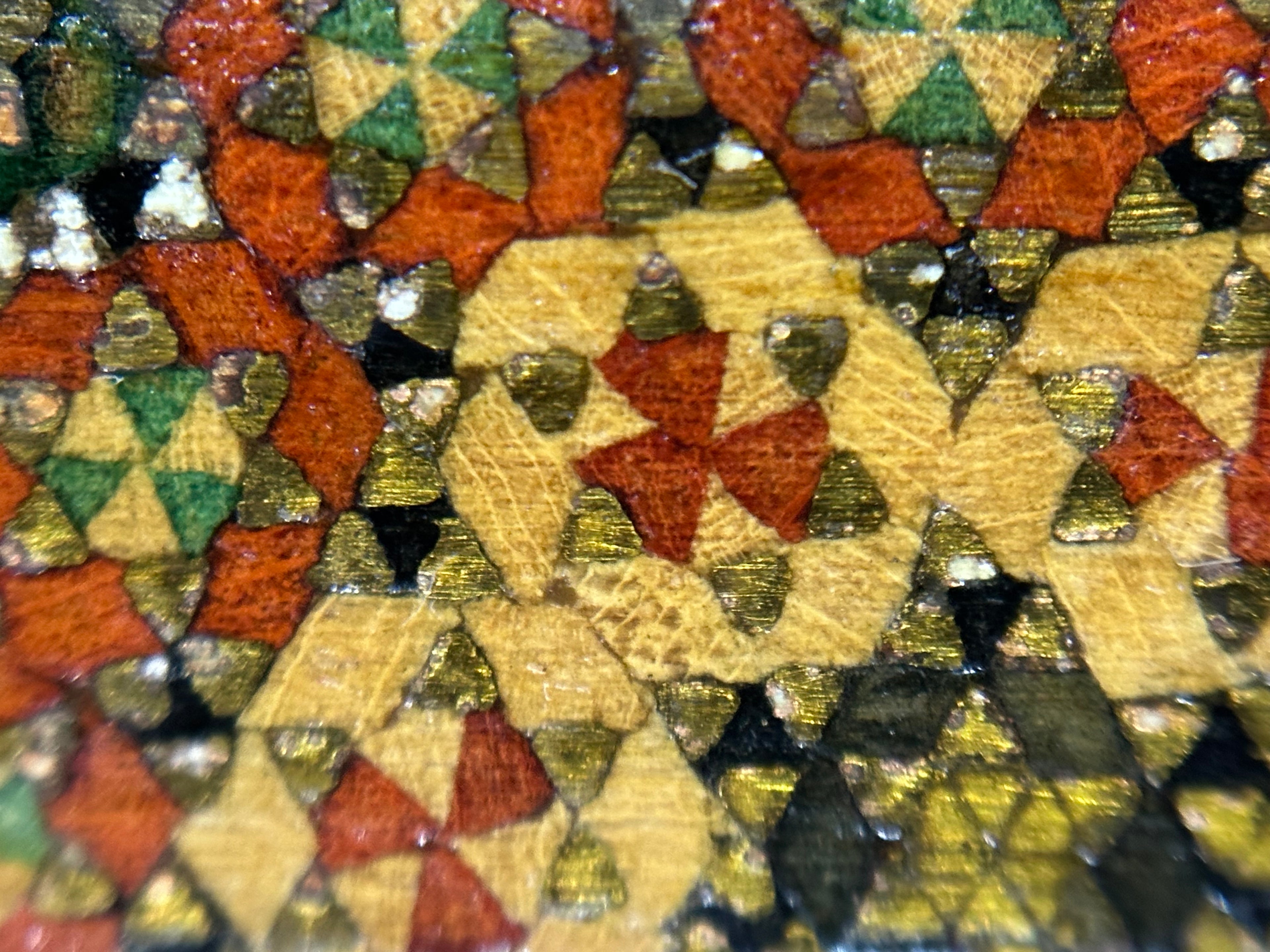 19th-century Persian miniature painting with khatamkari frame