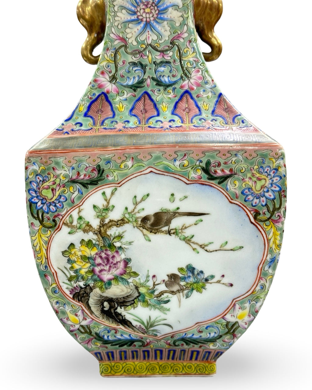 20th-Century Square Elephant handle vase