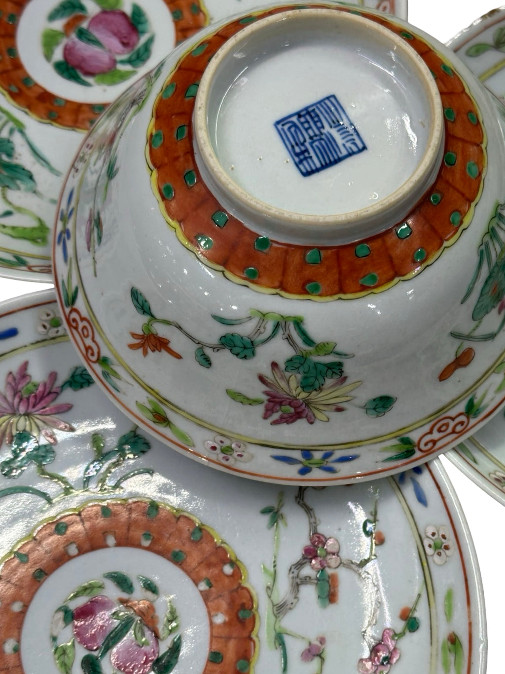 Qing-dynasty Chinese Famille Rose Porcelain Dish - Peaches & Floral Motif