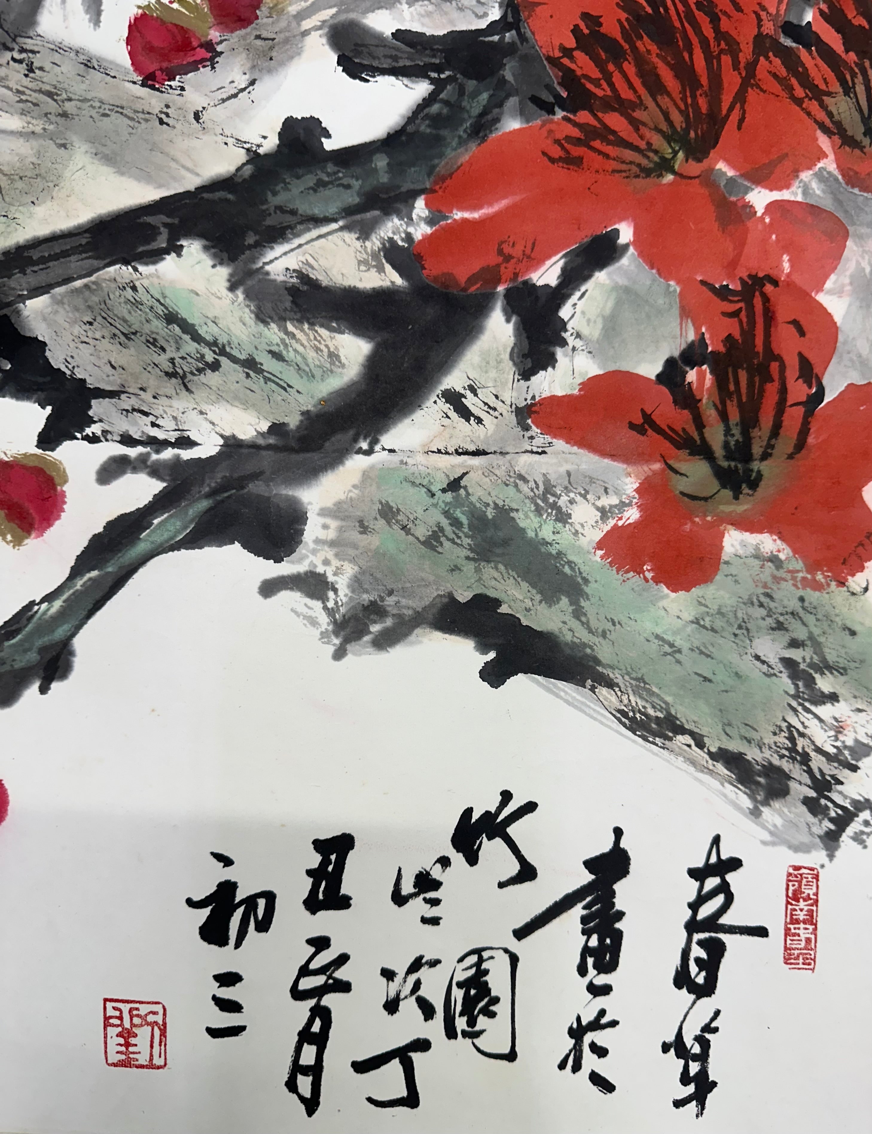 劉春草 Liu Chuncao: "Spring Bird and Silk Cotton Blossoms" – Original Lingnan School Ink & Wash Painting