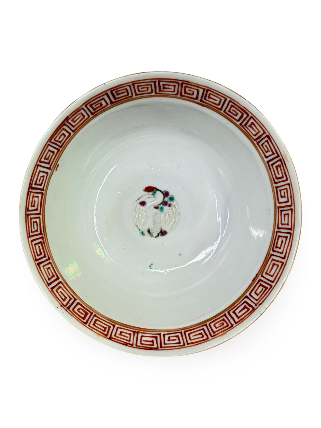 Chinese Famille Rose Porcelain Bowl, Iron Red Maple Leaves & Butterfly Pattern, Marked ( Nyonya family )