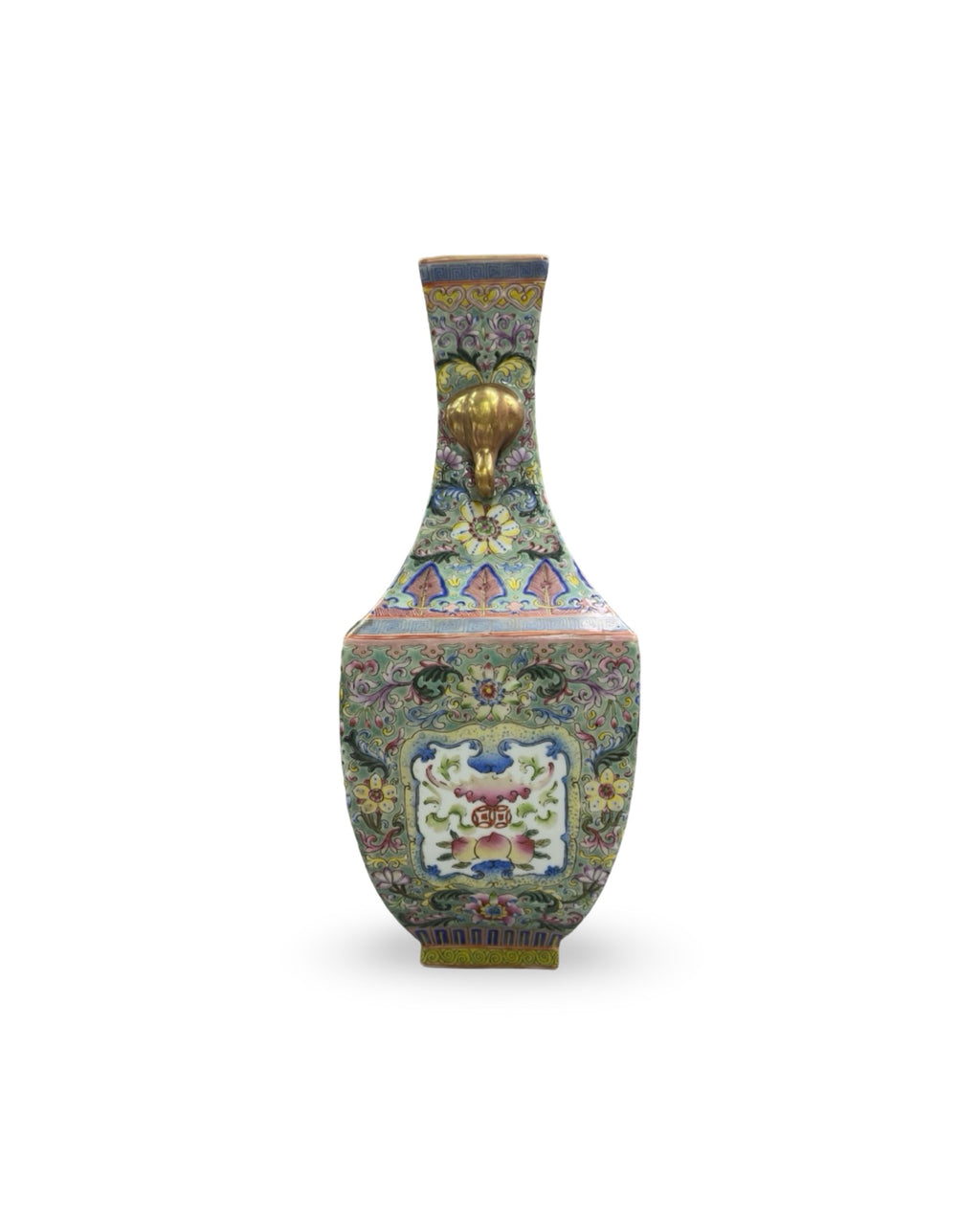 20th-Century Square Elephant handle vase