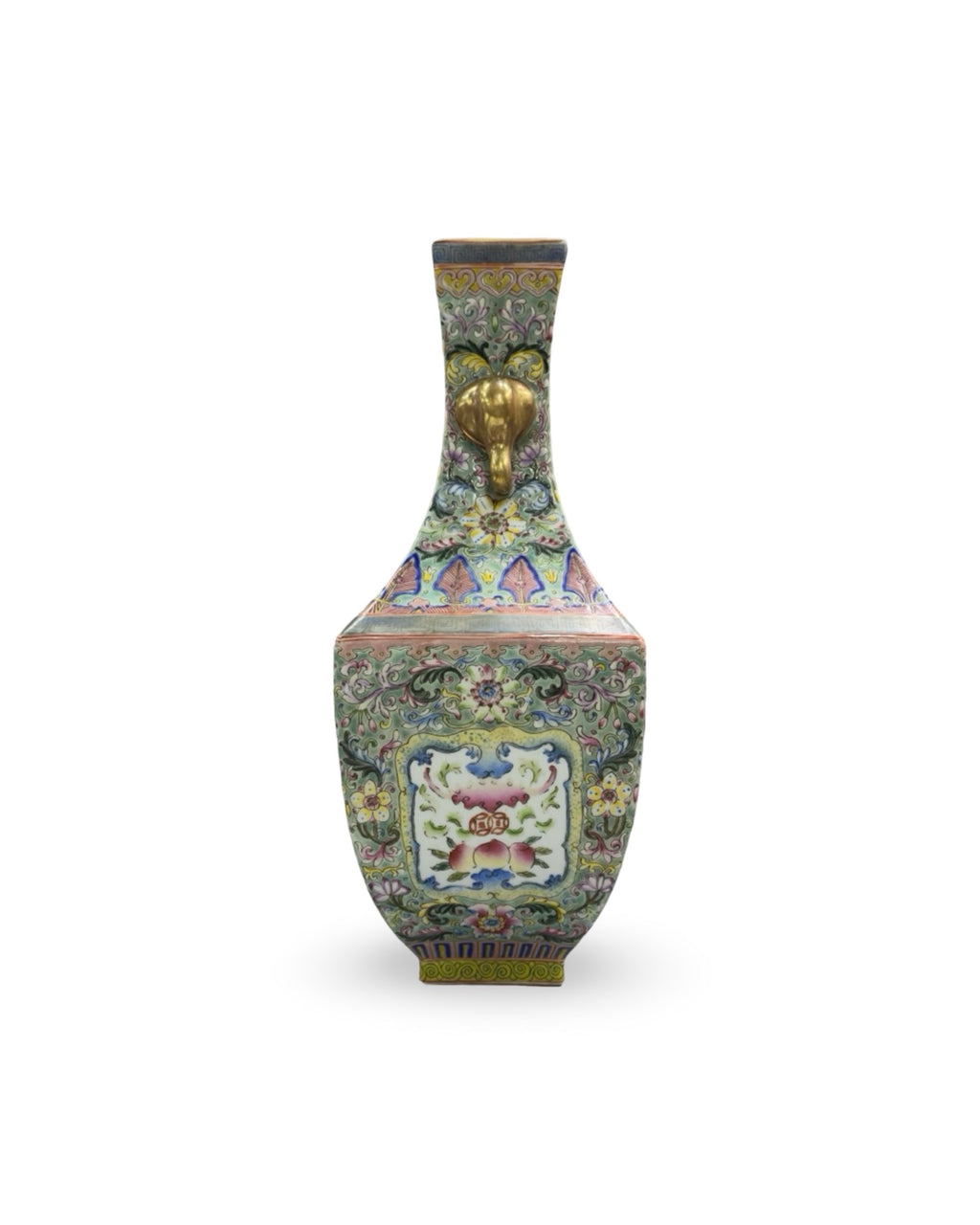 20th-Century Square Elephant handle vase