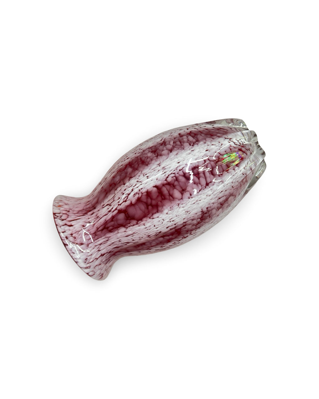 Mid-century 1960’s art deco style red and white mottled glass