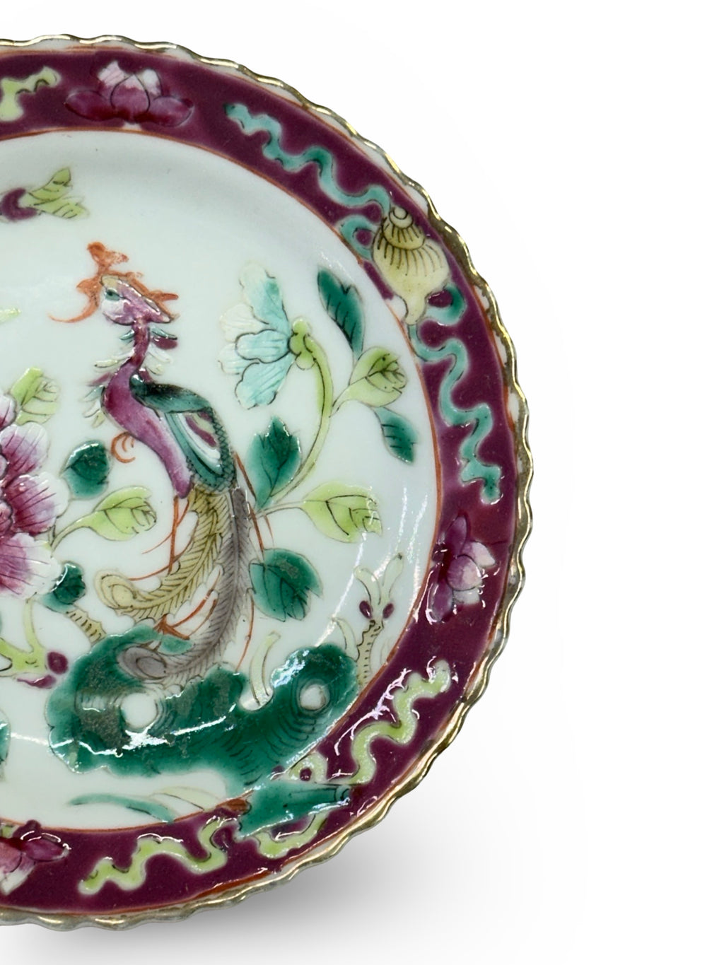 Antique Peranakan nyonya Famille Rose Small Dish – Phoenix & Peony Motif