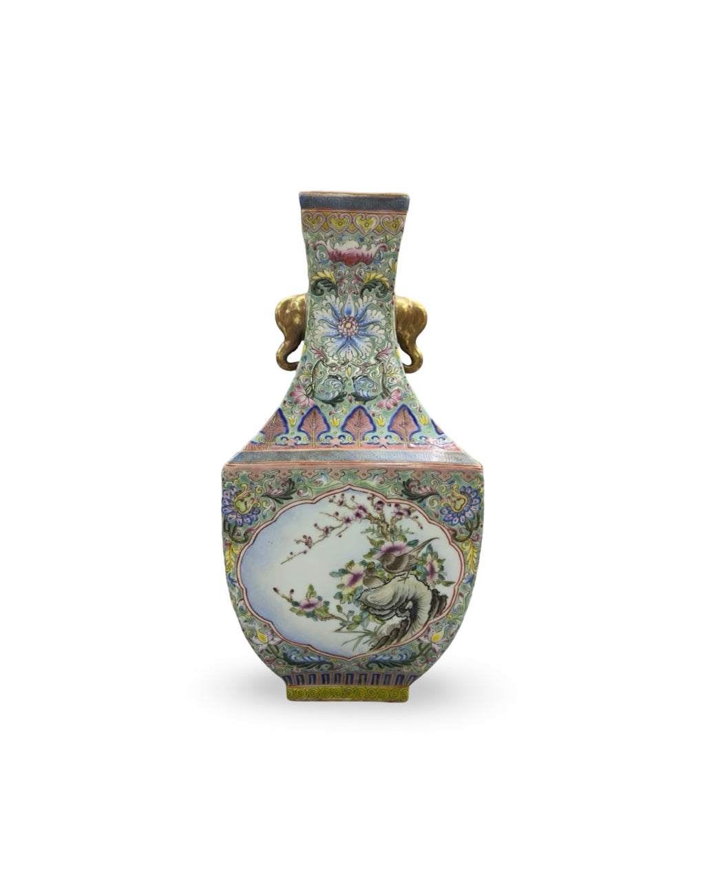 20th-Century Square Elephant handle vase