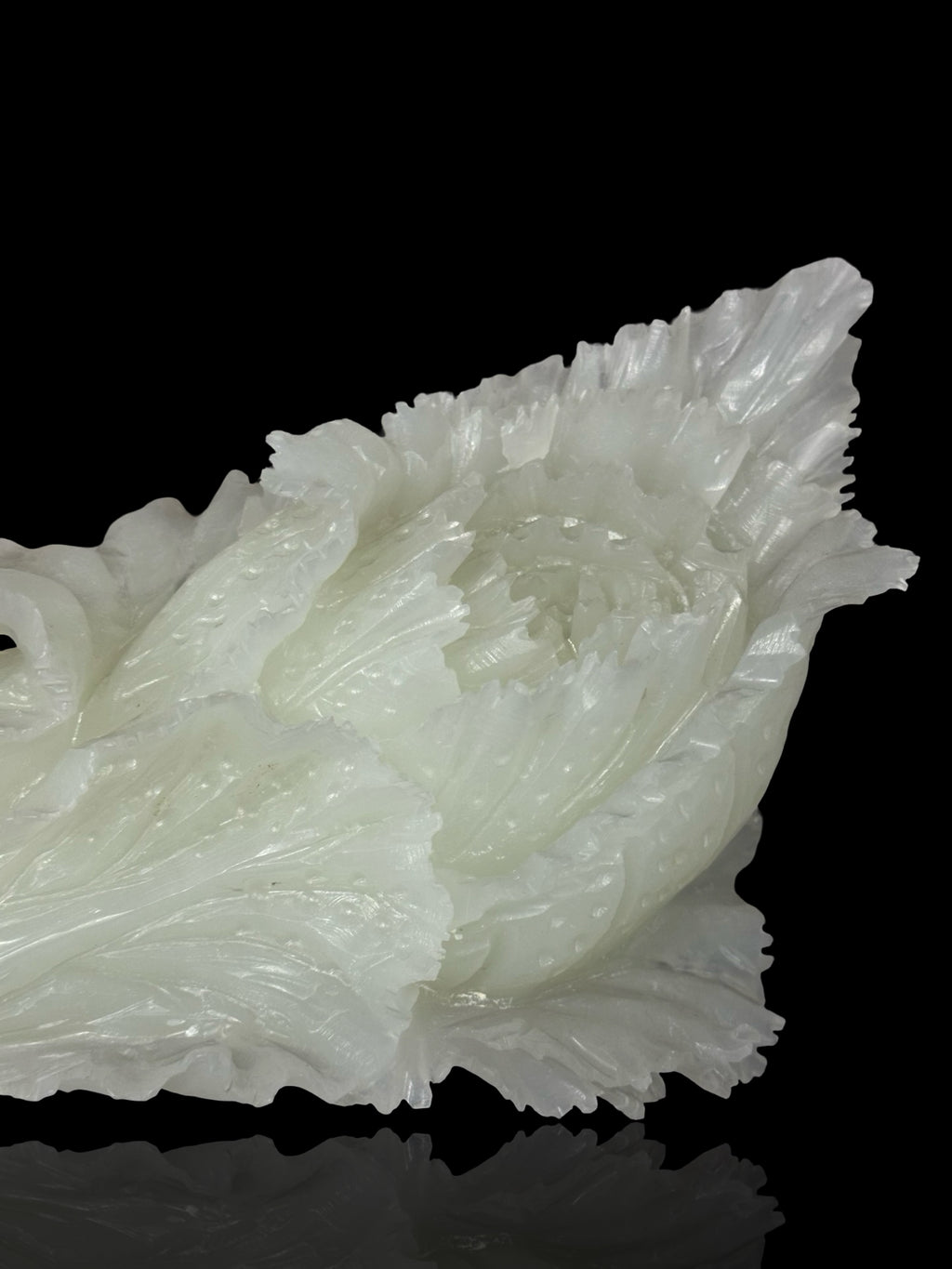 Oriental Translucent Stone Cabbage Sculpture – "Bai Cai" Prosperity Charm for Home & Office