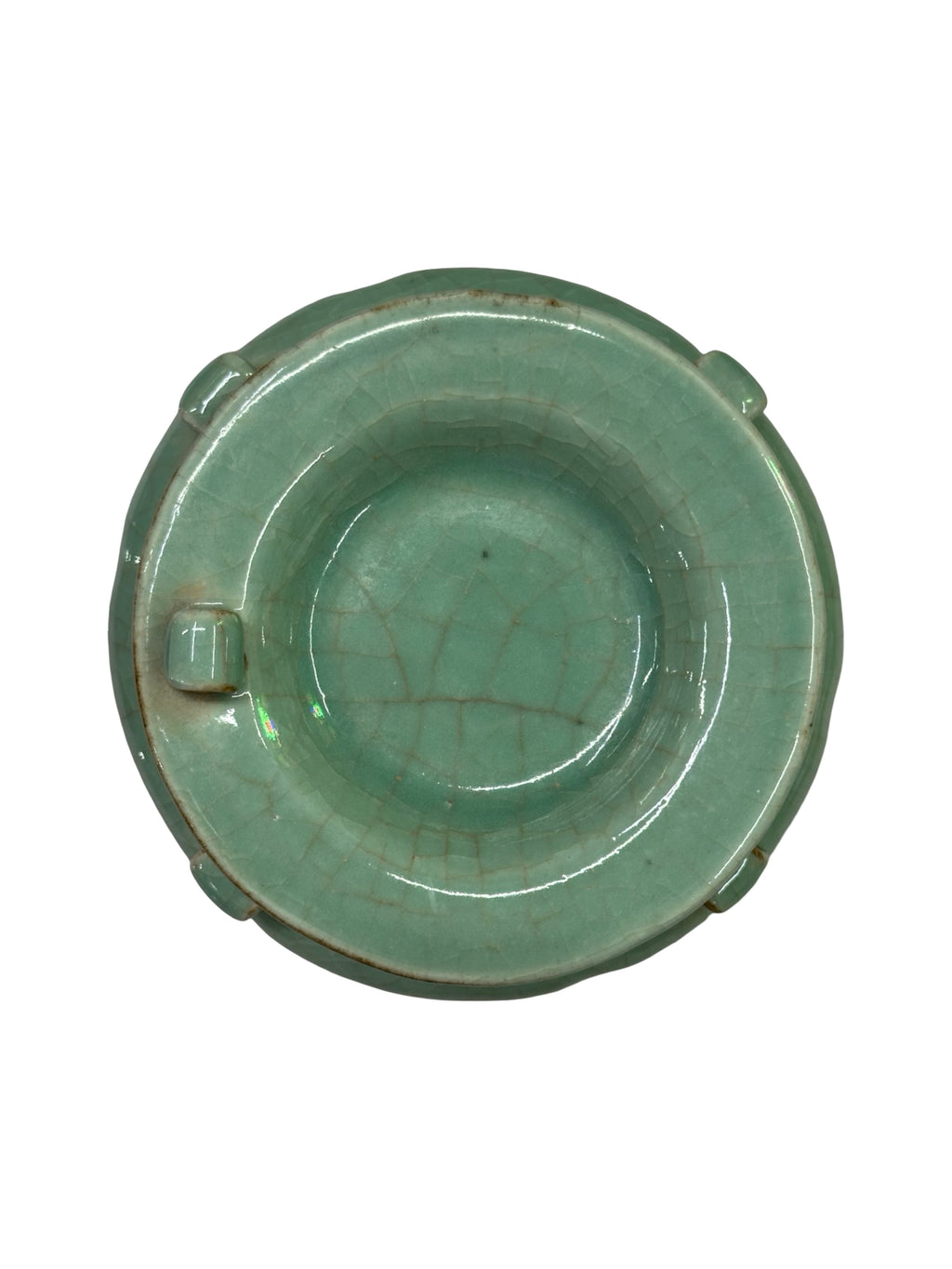 Vintage 20th Century Longquan-Style Celadon Jar with Lid – Lobed Crackle Glaze