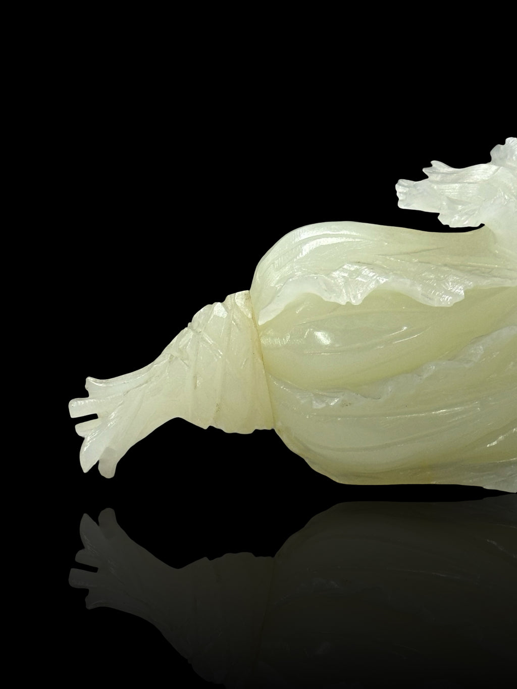 Oriental Translucent Stone Cabbage Sculpture – "Bai Cai" Prosperity Charm for Home & Office