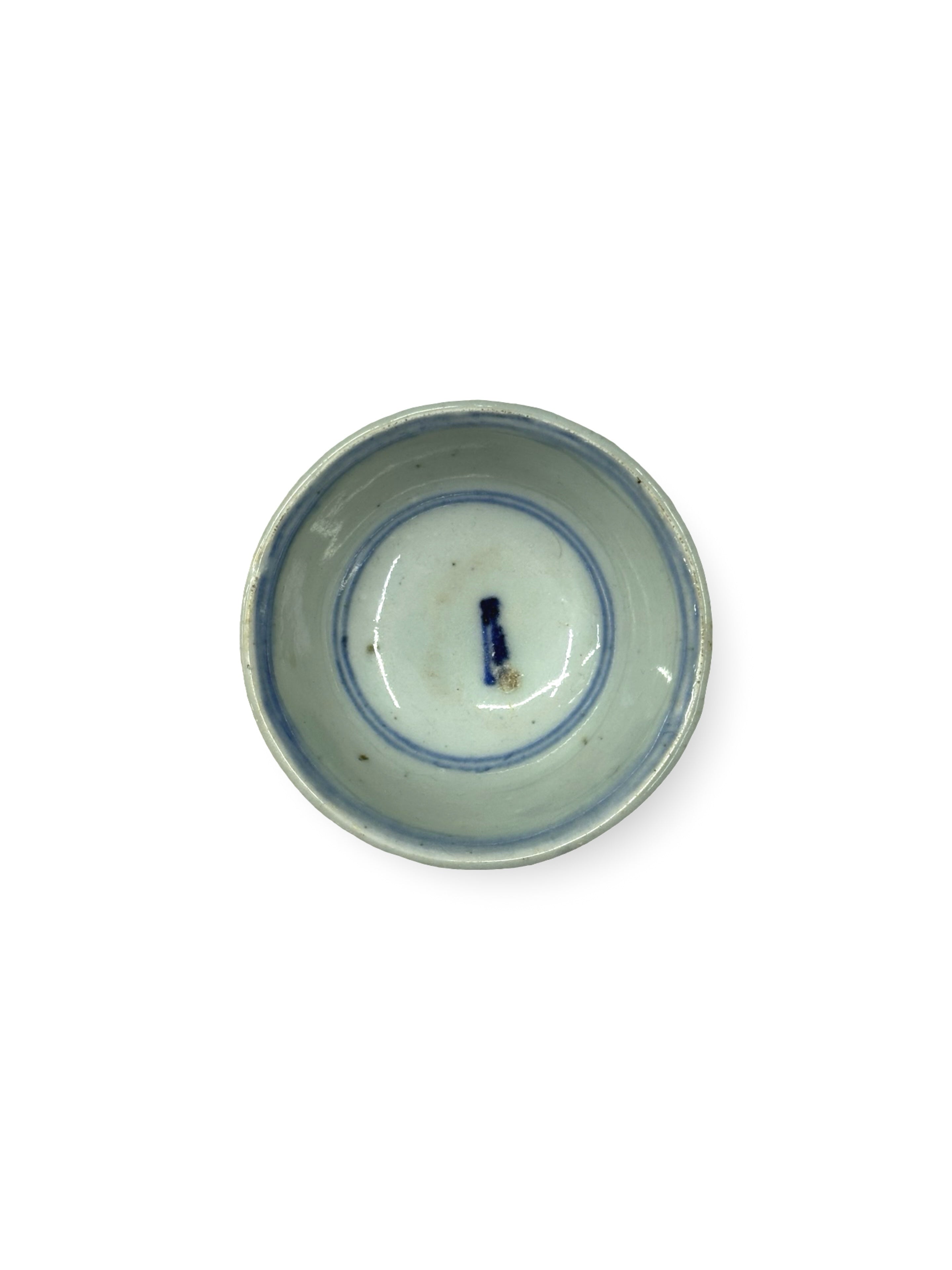 Qing dynasty Provincial Blue & White Porcelain Teacup – Vertical Stripe Motif